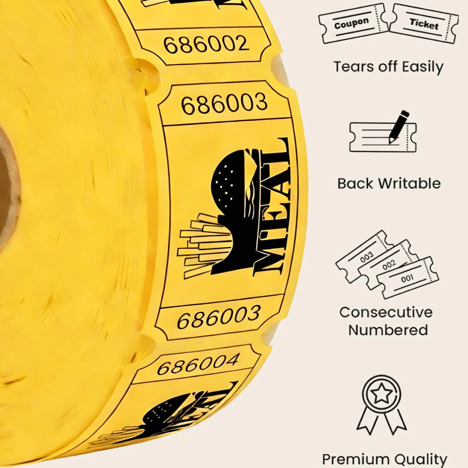 1000 biglietti numerazione continua, biglietti di valore, rotoli per guardaroba, lotteria eventi