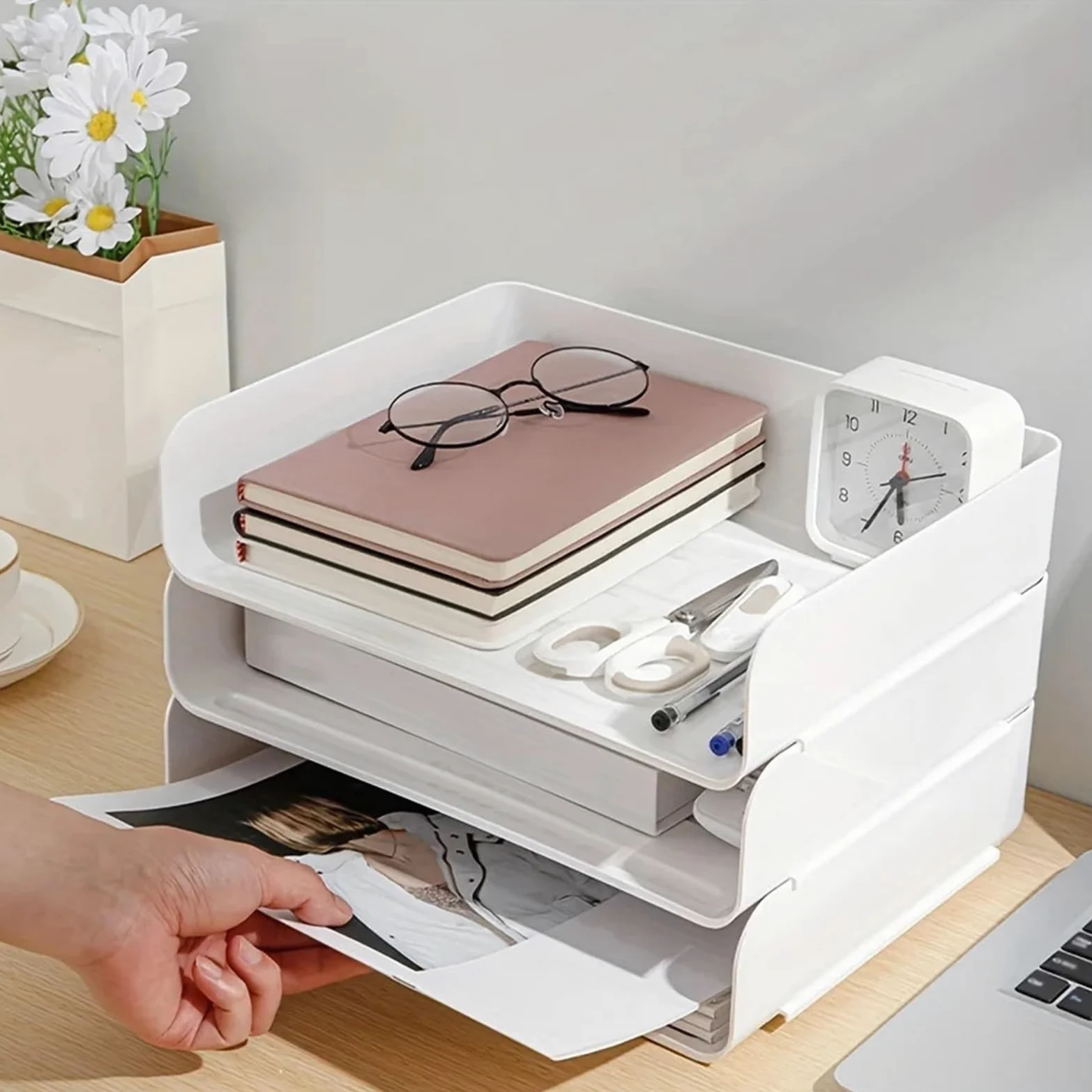 Vassoio Per Lettere Organizer Da Scrivania In Plastica Impilabile 2 Pezzi | Scatole portadocumenti A4, vassoio for lettere, supporto for forniture for ufficio, adatto for tavolo da studio