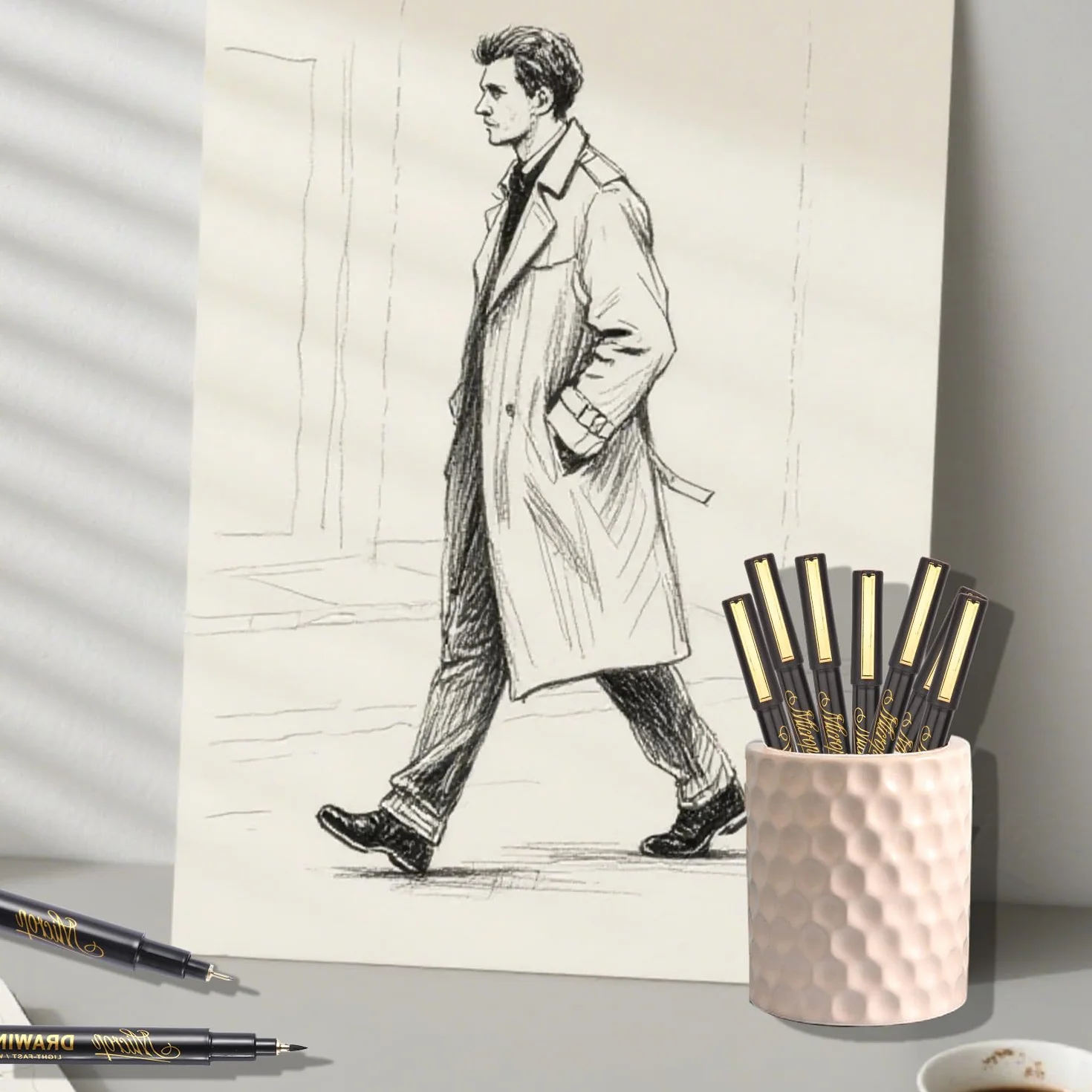 Penne Liner Sottili Impermeabili Set da 12 per Artisti Disegno Schizzo Tecnico