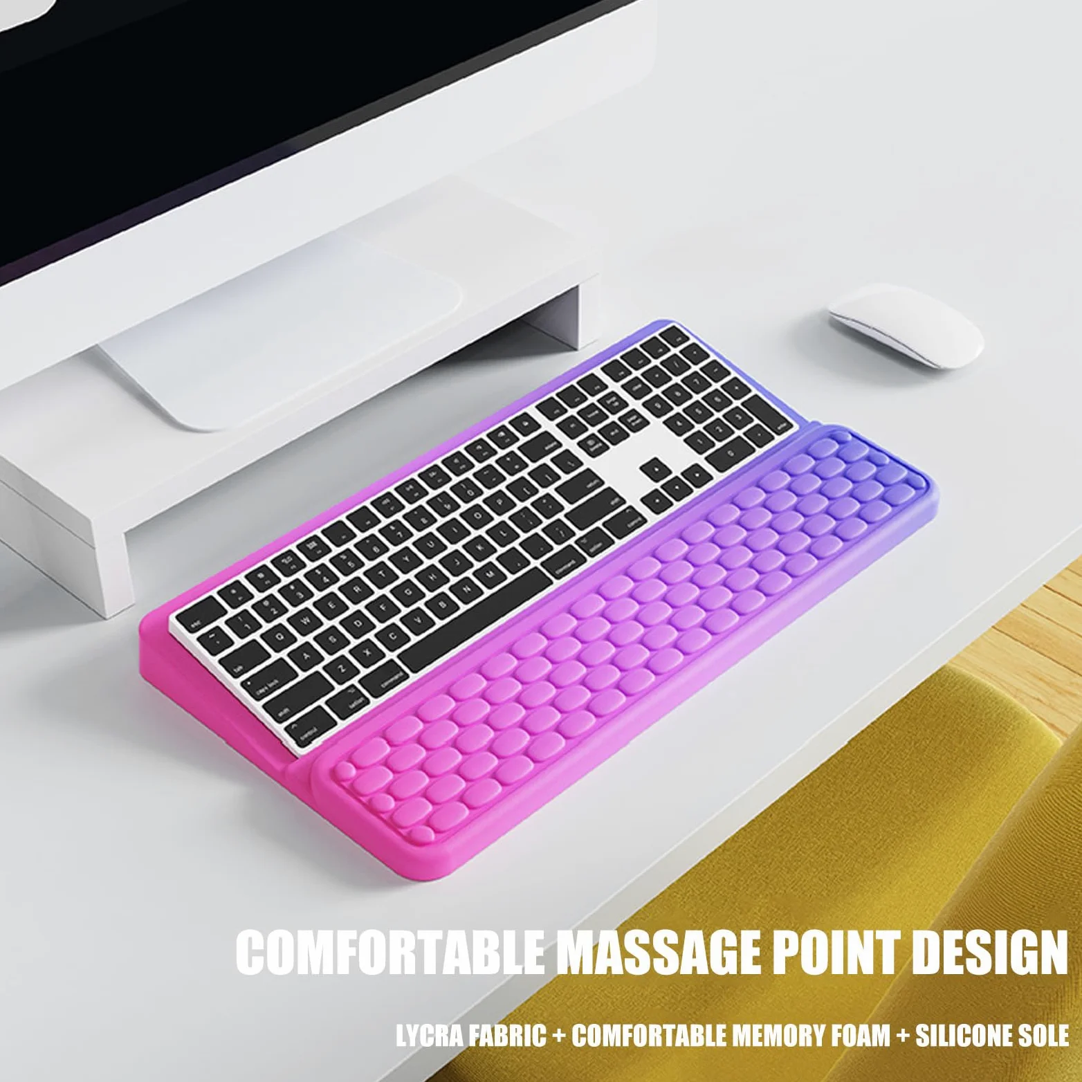 Poggiapolsi per tastiera dal design con gradienti colorati con base antiscivolo per migliorare il comfort della tastiera da gioco