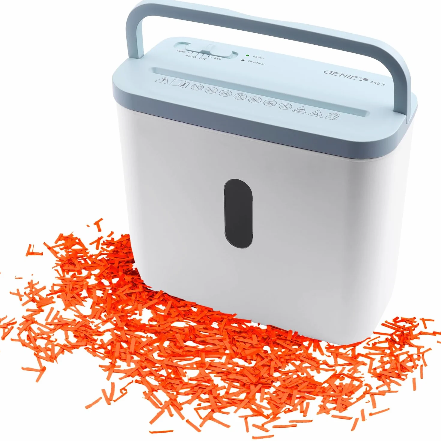 GENIE 440 distruggidocumenti | Taglio particelle 4 x 38 mm | Livello di sicurezza P-4 | Silenzioso 72 dB | Shredder compatto e portatile | Funzione di avvio/arresto automatico | Protezione da