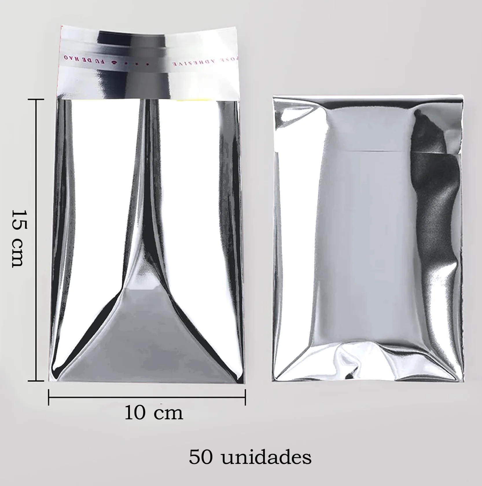 Buste metallizzate argento con chiusura autoadesiva 10x15 cm 50 pezzi per regalo ufficio inviti nozze