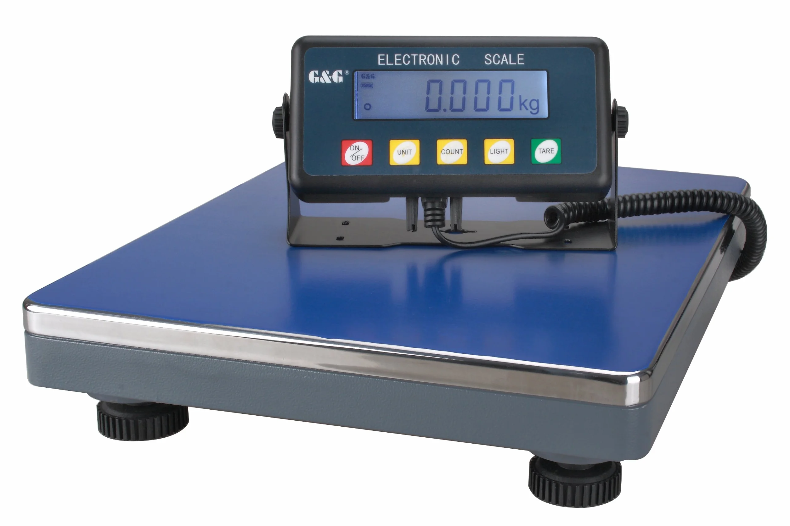 G&G PSE75kg/5g - Bilancia a pacchetti, robusta superficie di pesatura in alluminio pressofuso, piedini regolabili, bilancia digitale industriale/funzionamento a batteria