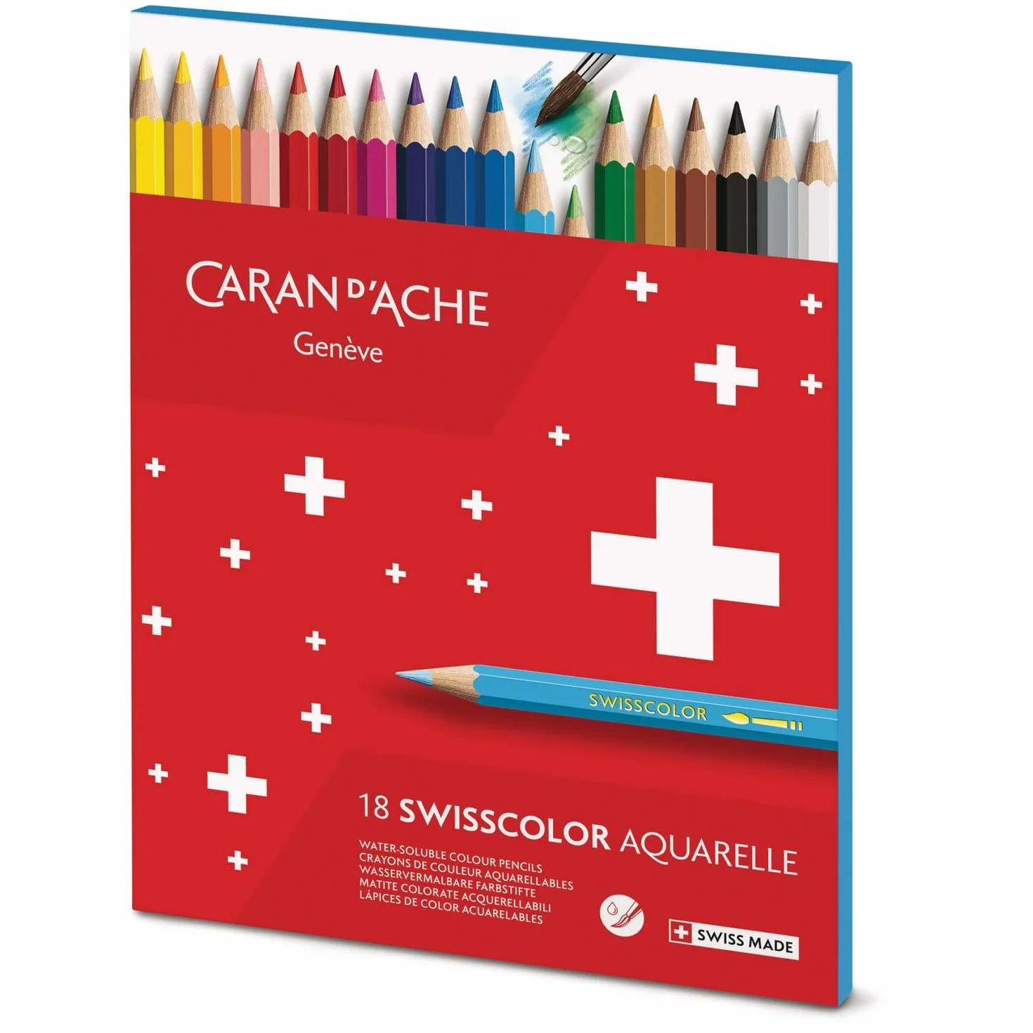 Caran d'Ache Swisscolor 18 matite colorate acquerellabili confezione cartone