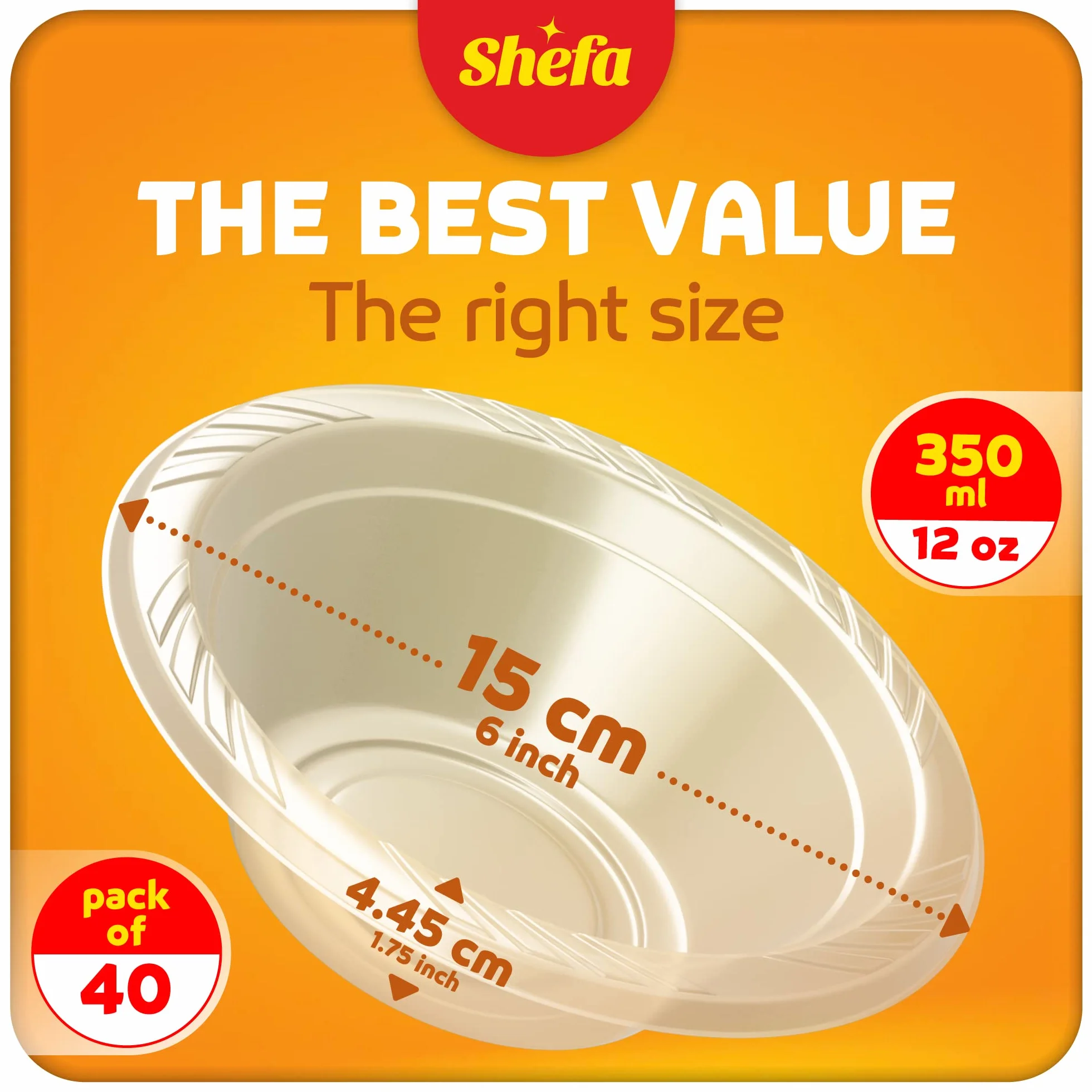 Shefa Set 40 ciotole trasparenti per zuppa 12 oz lavabili microonde