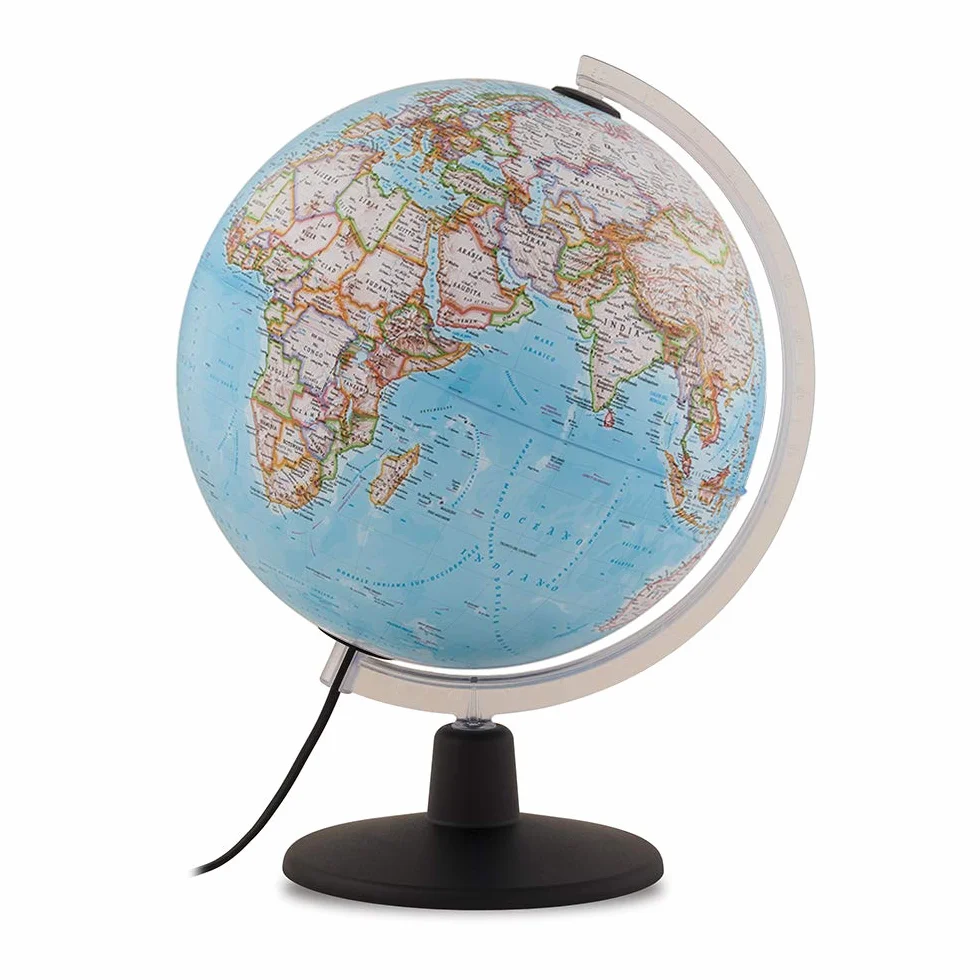 Tecnodidattica - Mappamondo NATGEO Classic | Cartografia Fisico-Politica ufficiale National Geographic Classic | Luminoso e girevole | Testi in Italiano | Diametro 30 cm