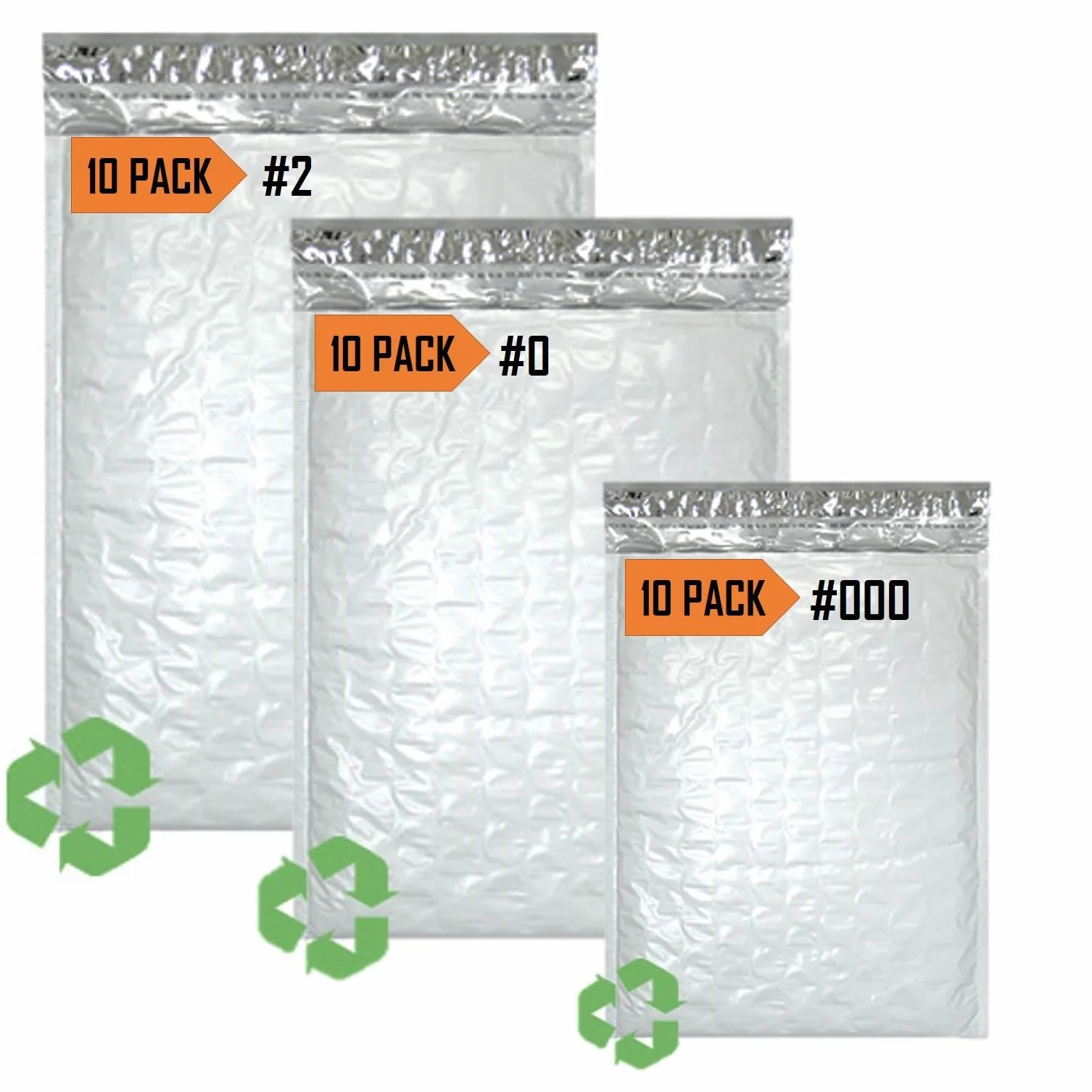 Sales4Less - Confezione da 10 buste imbottite #2, 8,5 x 12, confezione da 10, #0 6 x 10, #000 4X8, confezione da 10 buste imbottite impermeabili