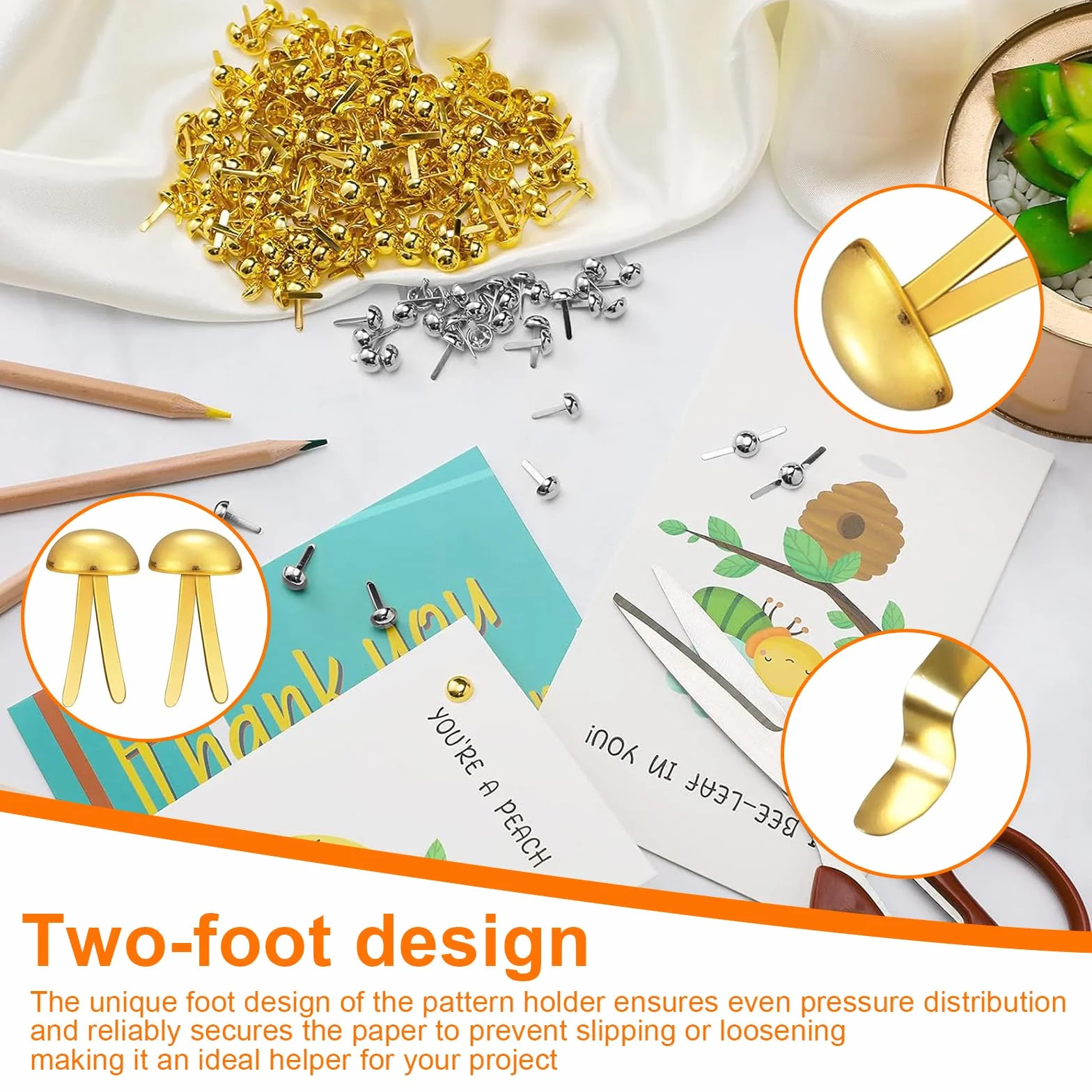 Fermacampioni Piccoli 8mm Clip a Testa Tonda 300 Pezzi per Scrapbooking Carta e Decorazioni