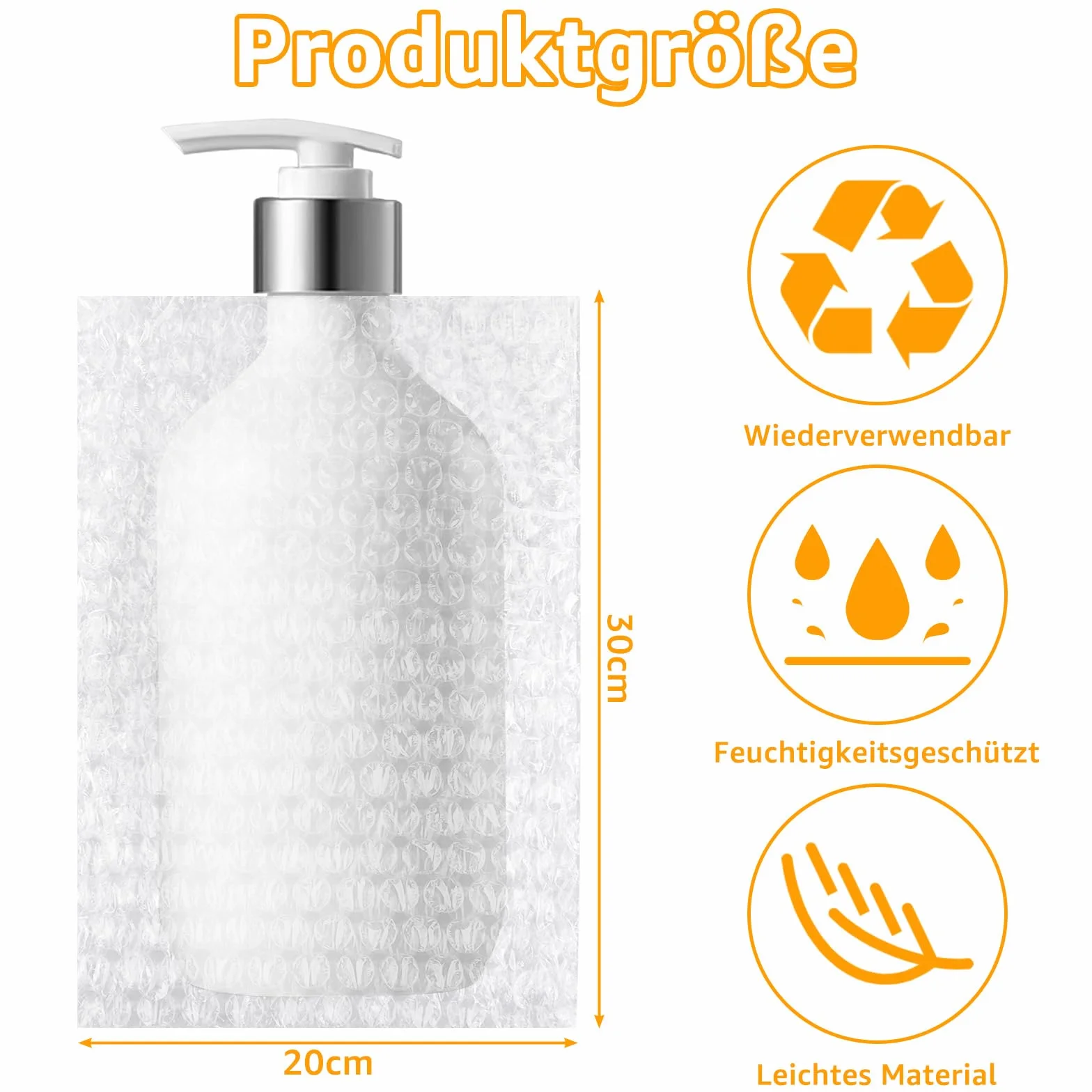 CYEER 100 Pezzi Sacchette a Bolla 20x30CM, Bubble Wrap, Materiale di Imballaggio Anti-Shock, Foil a Bolla per Spedizione e Protezione Oggetti Fragili