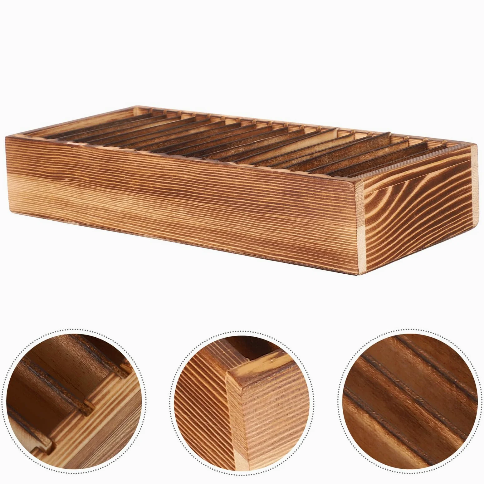 Healeved Porta Biglietti da Visita in Legno Massello con 20 Scomparti Staccabili Organizer da Scrivania per Ufficio e Casa Scatola Porta Schede Versatile e Portatile in Legno Lucidato