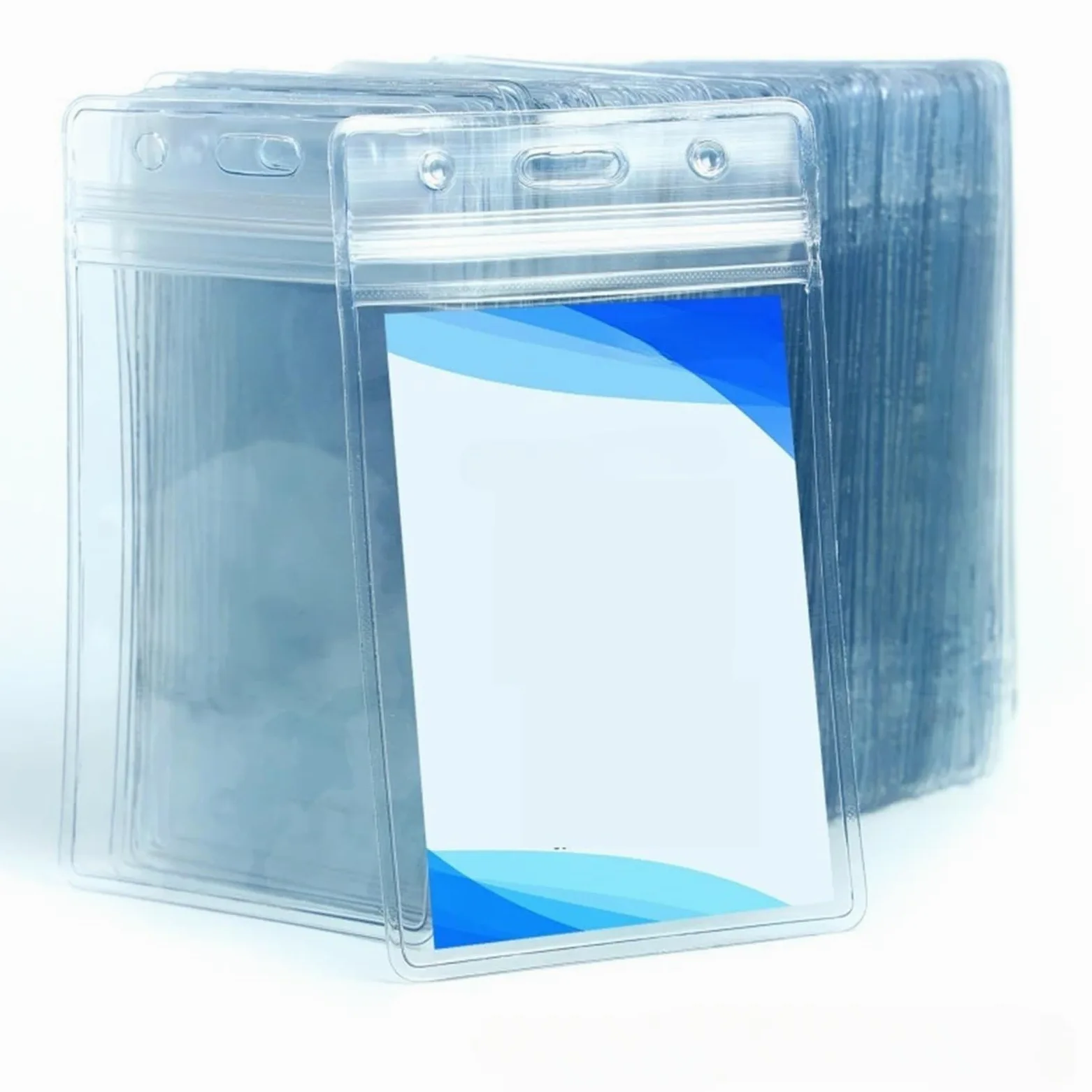 Porta badge, 100 pezzi, porta badge trasparente, per biglietti di lavoro, permessi di lavoro (verticale)