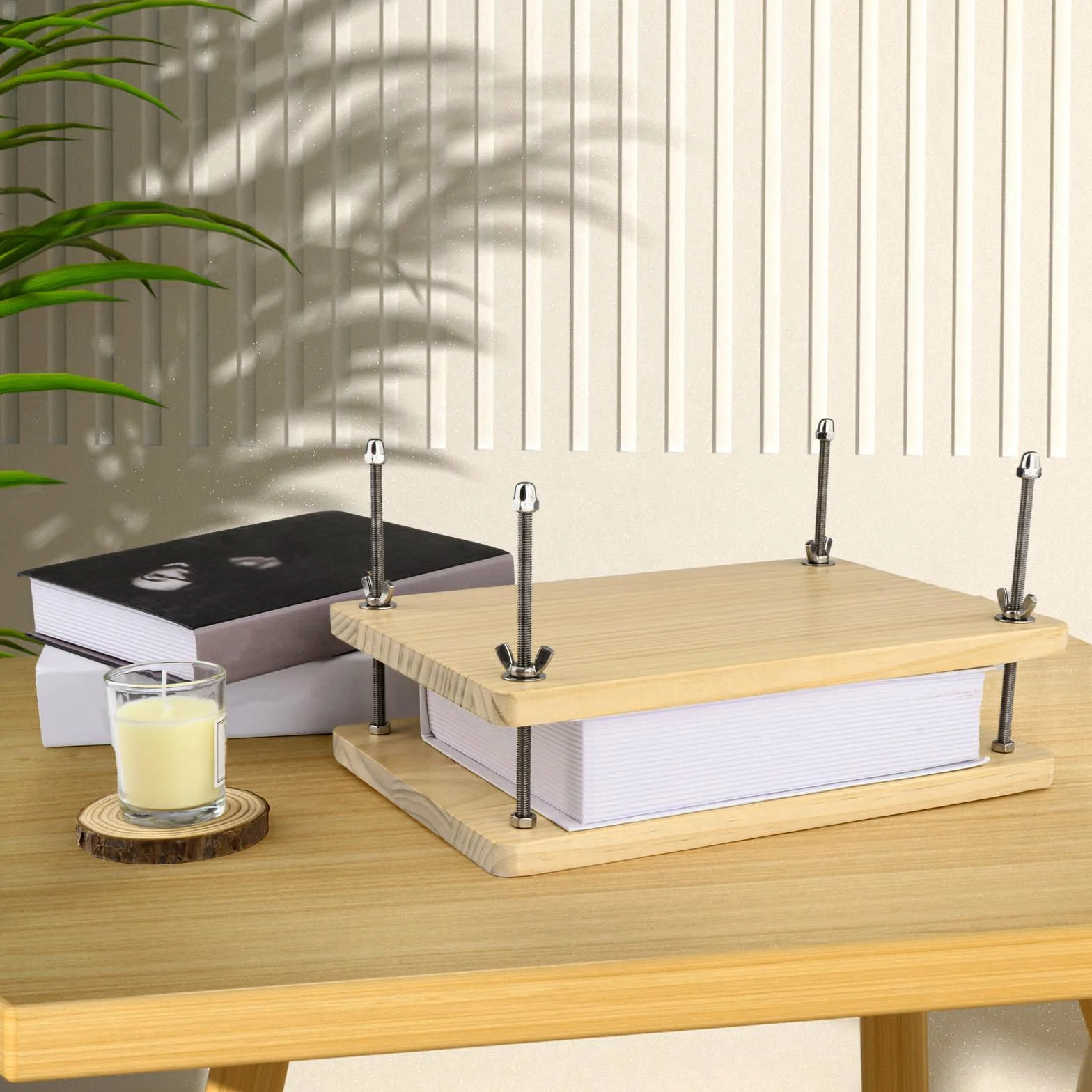 Pressa Per Libri In Legno, 30x20cm Strumento Di Rilegatura Manuale Multifunzionale Resistente Accessori Forniture Per Rilegatura Per Casa Scuola Ufficio Fai Da Te