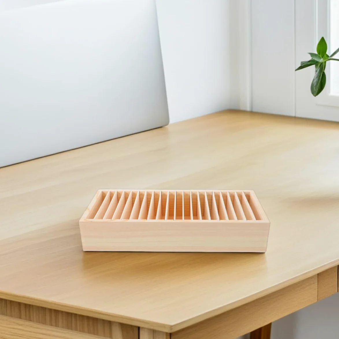 BESPORTBLE Scatola Porta Carte Organizer Versatile 2 Pezzi Design Multi-scomparto in Legno e Struttura Staccabile per Accessori e Biglietti da Visita , per Casa e Ufficio