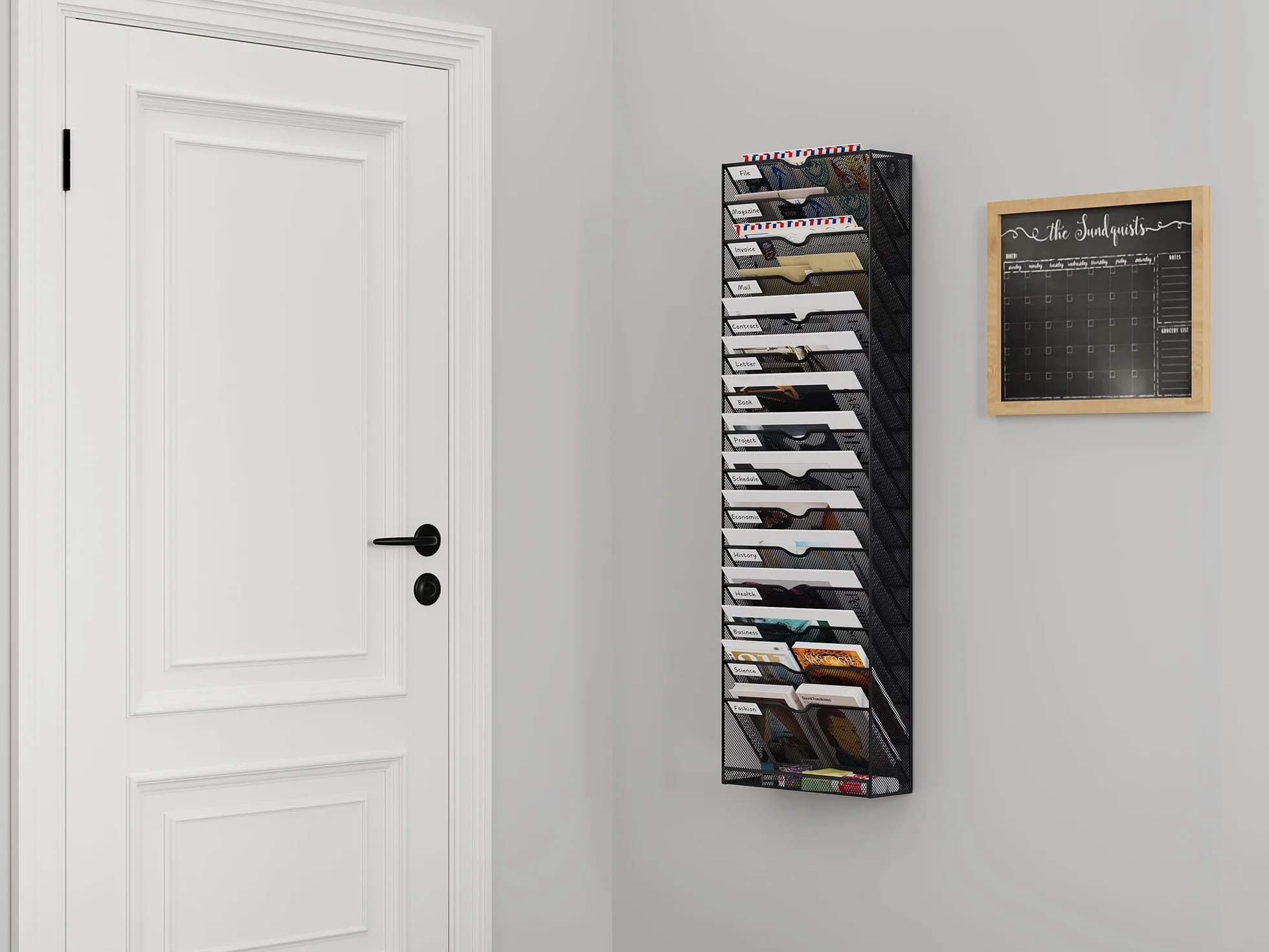 EasyPAG Portadocumenti a Parete A4 16 Compartimenti Metallo Rete,Portariviste a Muro,Porta Lettere da Appendere,Organizzatore Posta da Muro per Ufficio & Casa,Nero