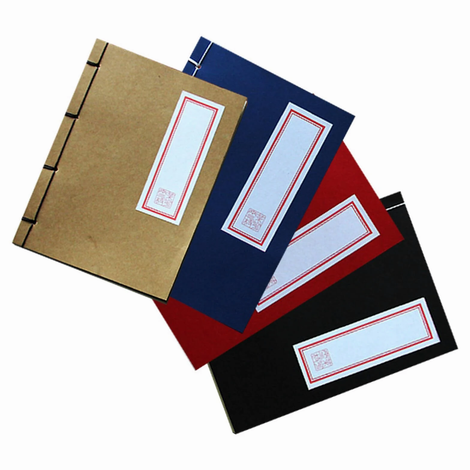4pezzi Diari Vintage Quaderni per Calligrafia Cinese Copertina Rigida Pagine Bianche Spesse per Scuola Ufficio e Appunti Creativi