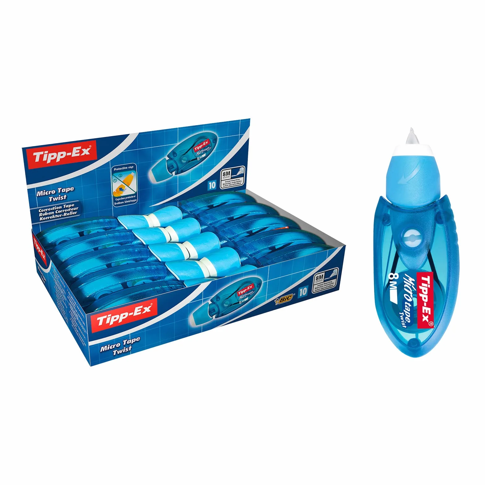 Tipp-Ex Micro-Tape Twist Bianchetto a Nastro 10 Pezzi 8m Correttore Ambidestro