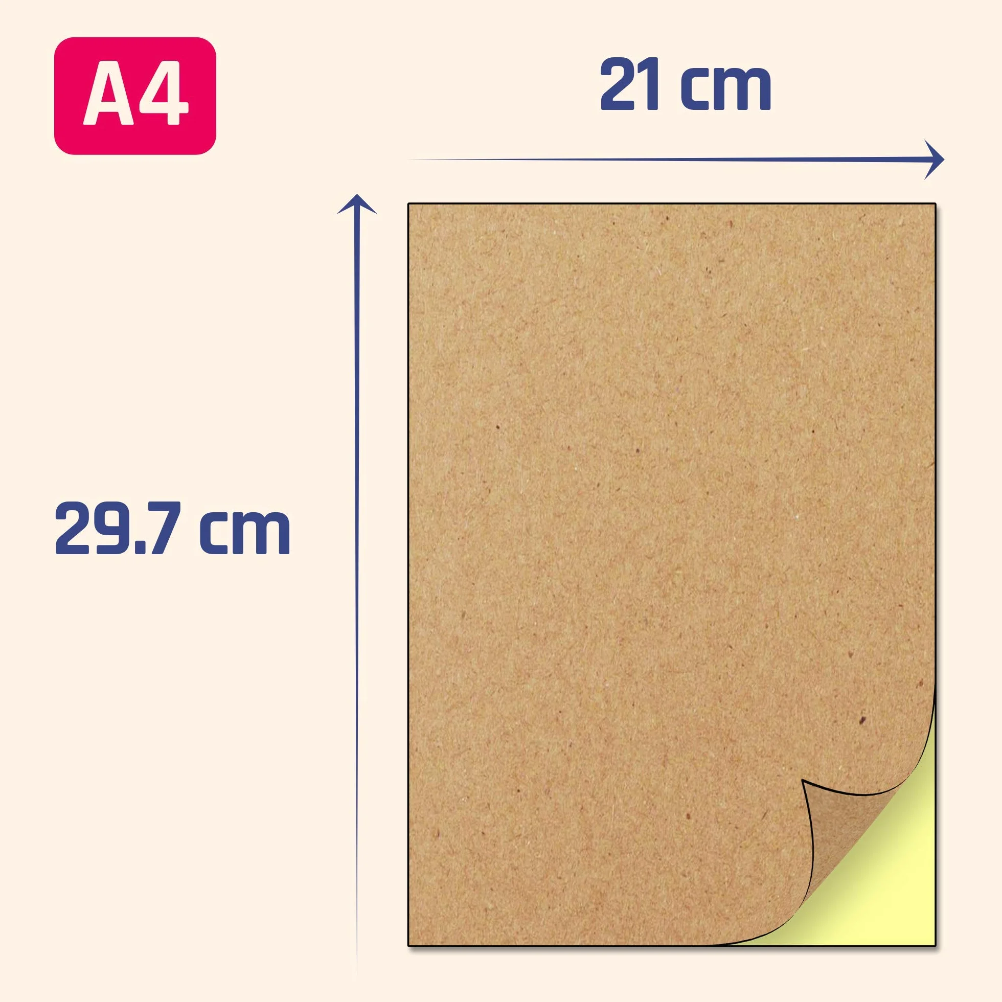 Carta Kraft Adesiva A4 Etichette per Stampare 297 x 210 mm 50 fogli