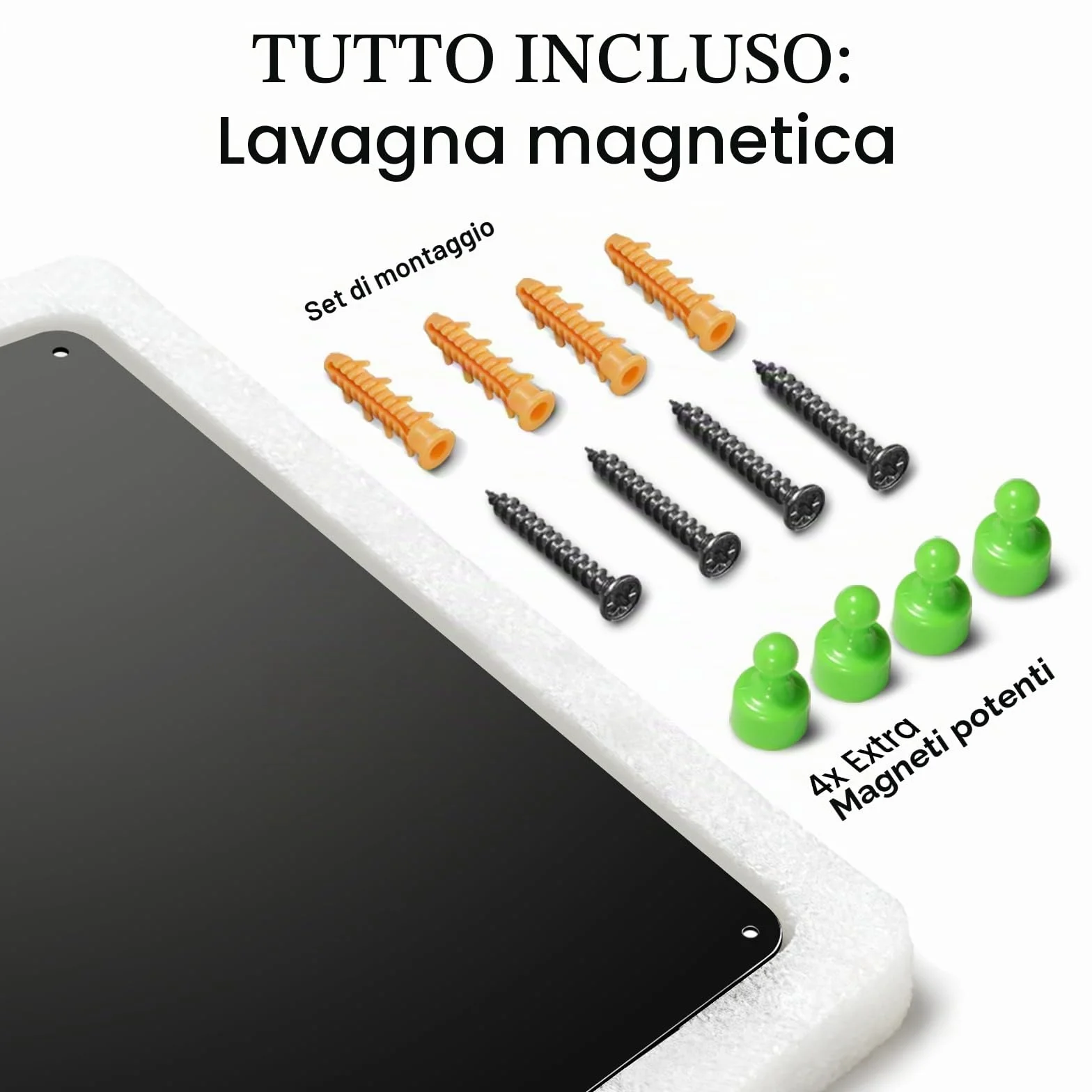 Lavagna Magnetica da Parete 50x100cm: Bacheca per Calamite da Viaggio e Ricette in Cucina Display Creativo per Casa Ufficio e Scuola - Nero