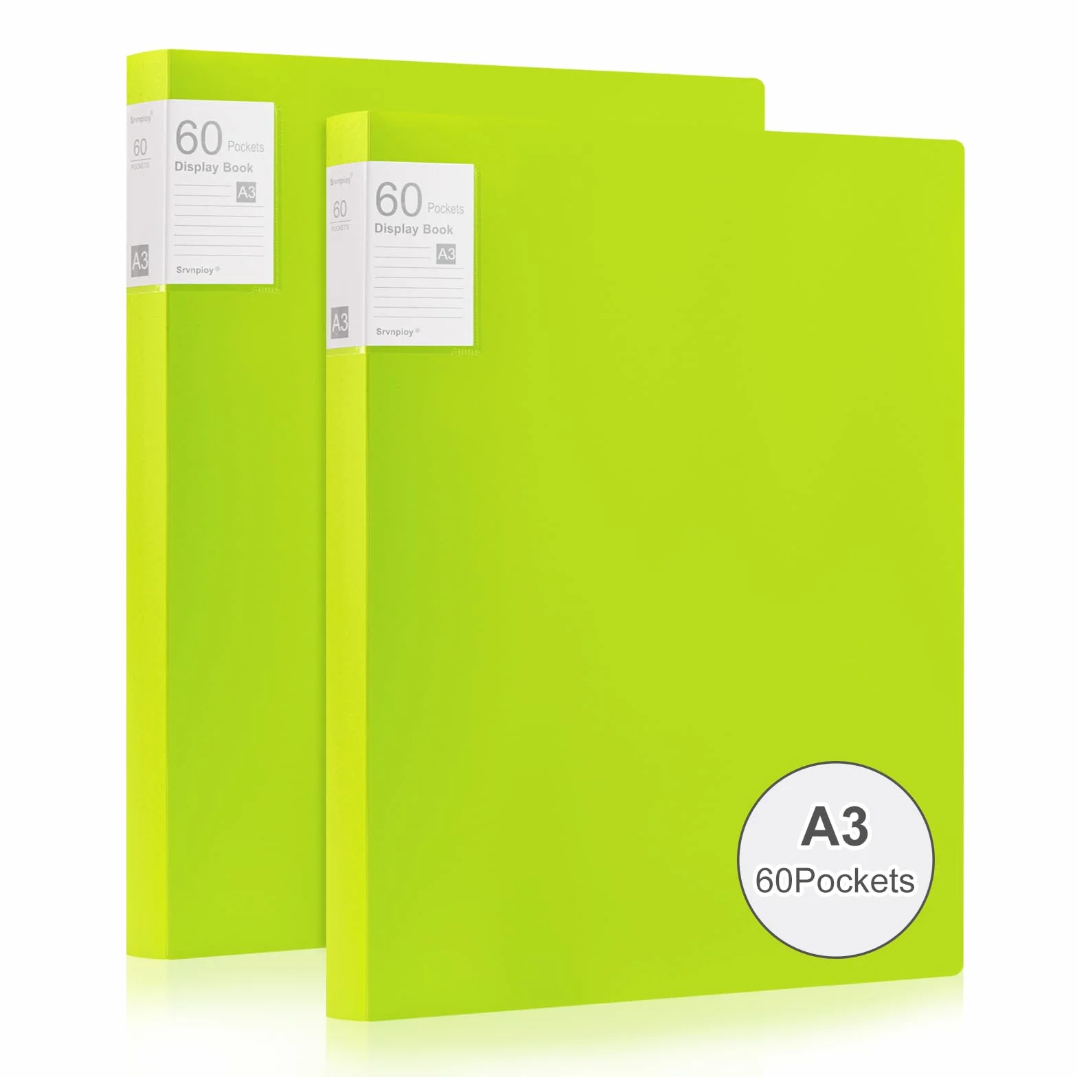 2 Pezzi Portalistino A3, 60 Tasche Trasparenti, Porta vista A3 120 viste, Presentazione Mostra Libro per opere d'arte, fogli report, Verde