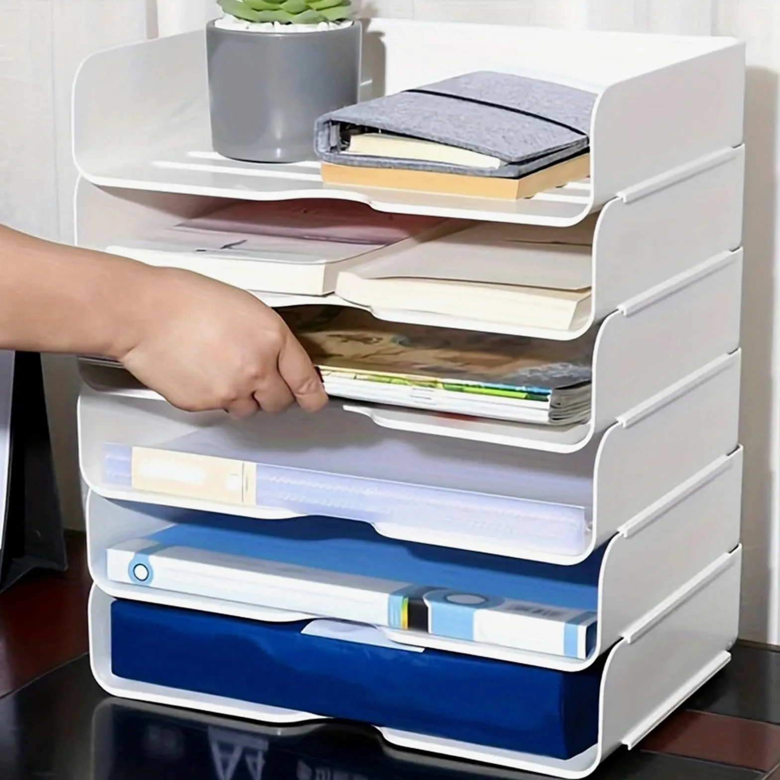 Vassoio Per Lettere Organizer Da Scrivania In Plastica Impilabile 2 Pezzi | Scatole portadocumenti A4, vassoio for lettere, supporto for forniture for ufficio, adatto for tavolo da studio