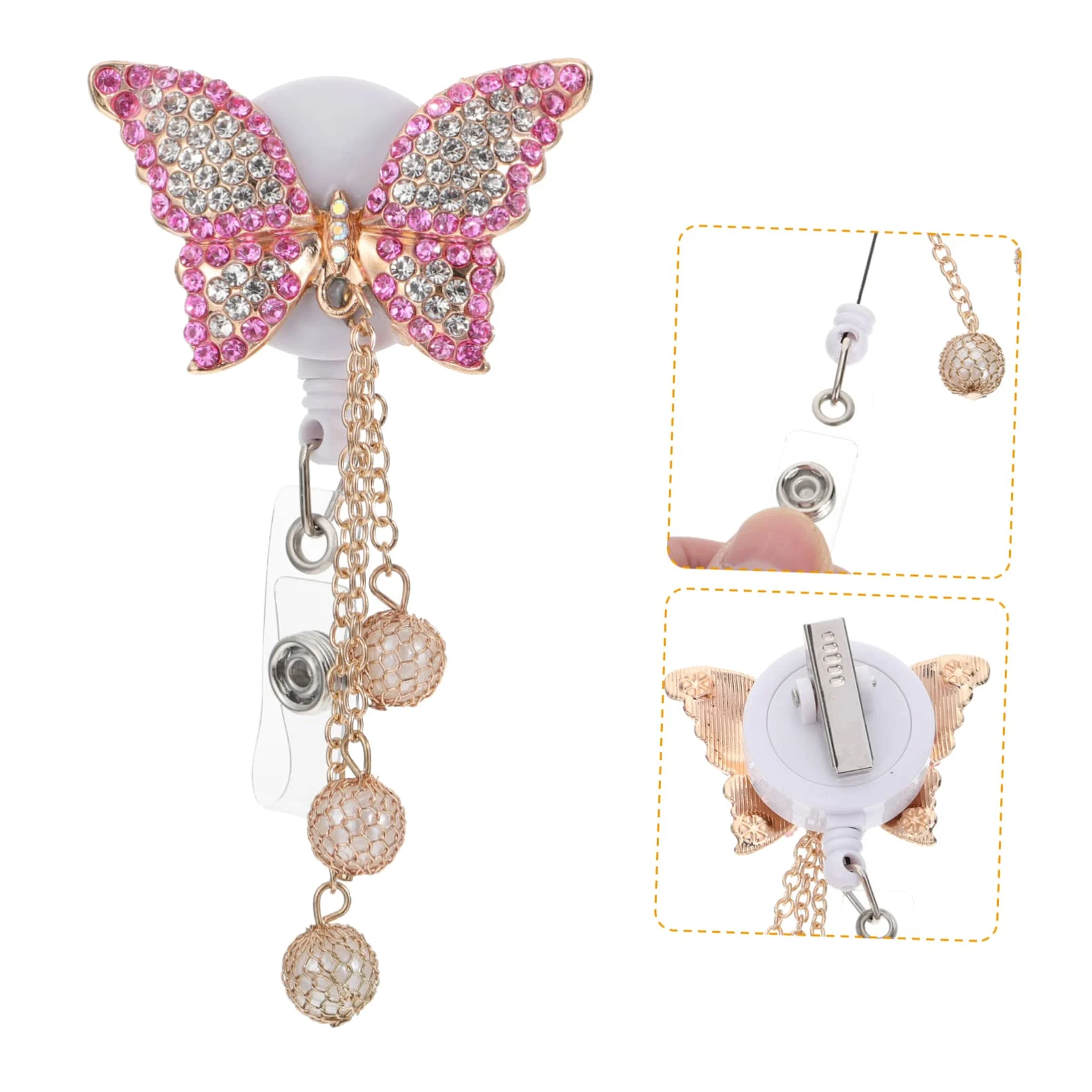 Ciieeo 4pezzi Portabadge Retrattile Con Clip Farfalla Per Tesserini Identificativi Accessori Ufficio Pratici e Facili Da Pulire