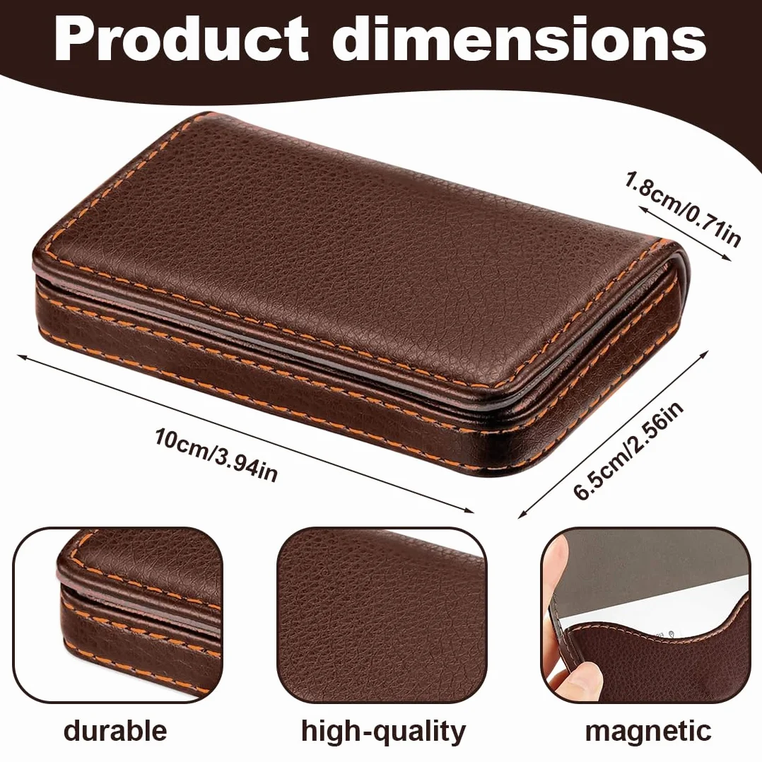 Porta Biglietti da Visita Flip-Stile in PU-Leder con Chiusura Magnetica Tascabile Marrone