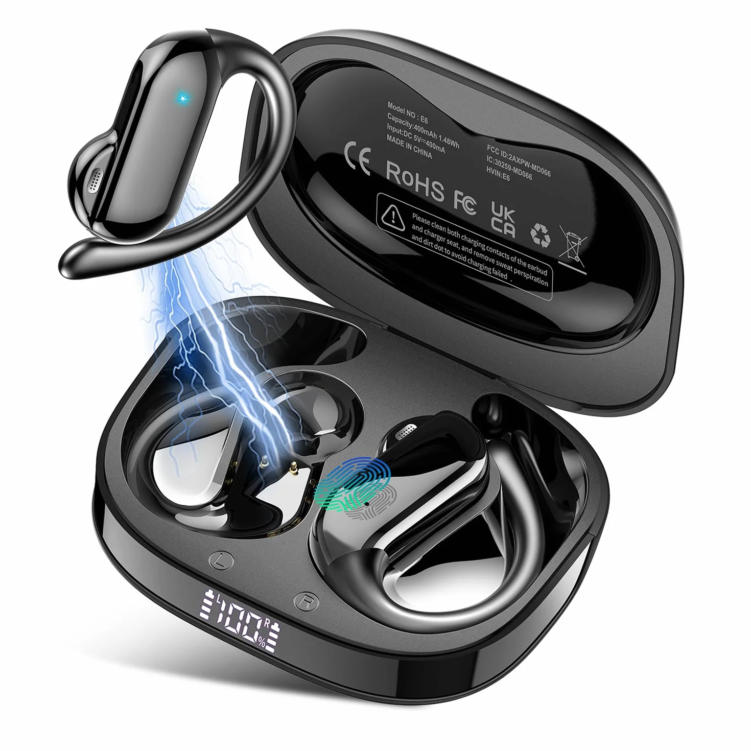 AI Cuffie Traduzione Simultanea, 3-in-1 Bluetooth 5.4 Cuffie Traduzione con 165 Lingue/8 Modalità, 42 Ore Open Ear Auricolari Bluetooth con APP e Codice Autorizz Permanente per Viaggi/Affari/Studio