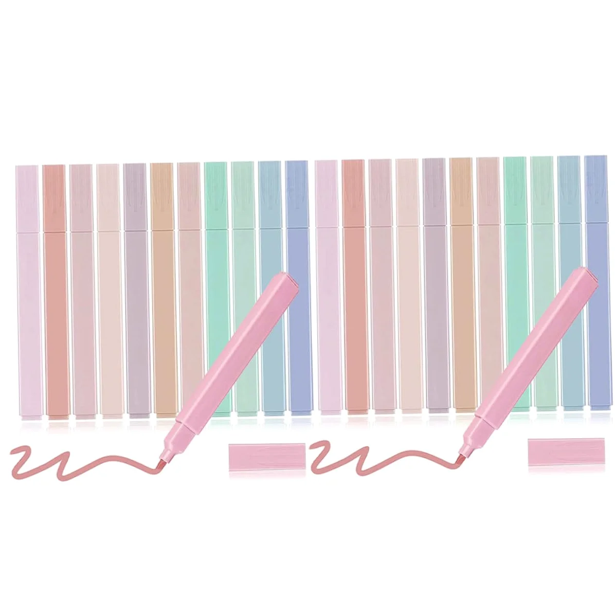 NUOBESTY 24pezzi Pennarelli Evidenziatori Doppia Punta Colorati Perfetti Per Studio e Ufficio Design Adorabile Per Studenti Per Sottolineare e Annotare Note Importanti