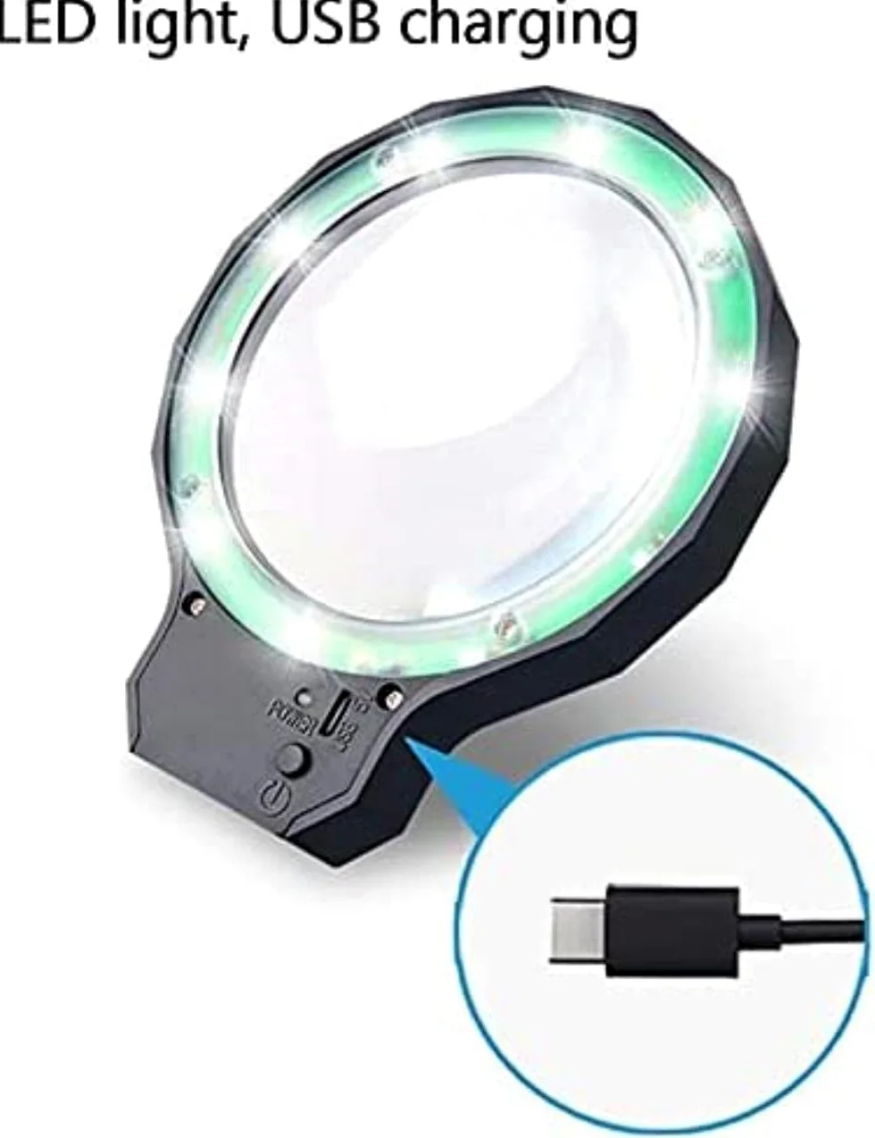 Lente d'Ingrandimento a LED, Lampada da scrivania con Lente d'Ingrandimento, Luce di Lettura Flessibile, Illuminazione per riparazioni, Lente d'Ingrandimento con Alimentazione,