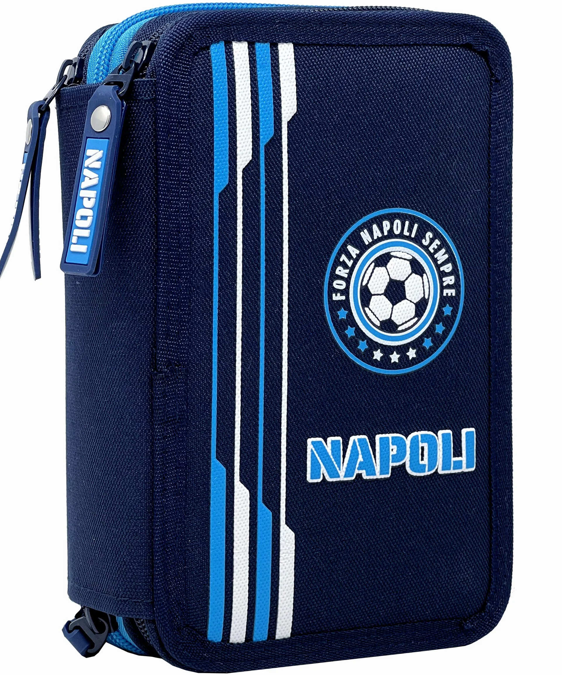 ssc napoli INACIO Astuccio Scuola Napoli Azzurri PARTENOPEI MULTISCOMPARTO 3 Zip PORTACOLORI PENNARELLI Giotto CM.20X13X6-99324