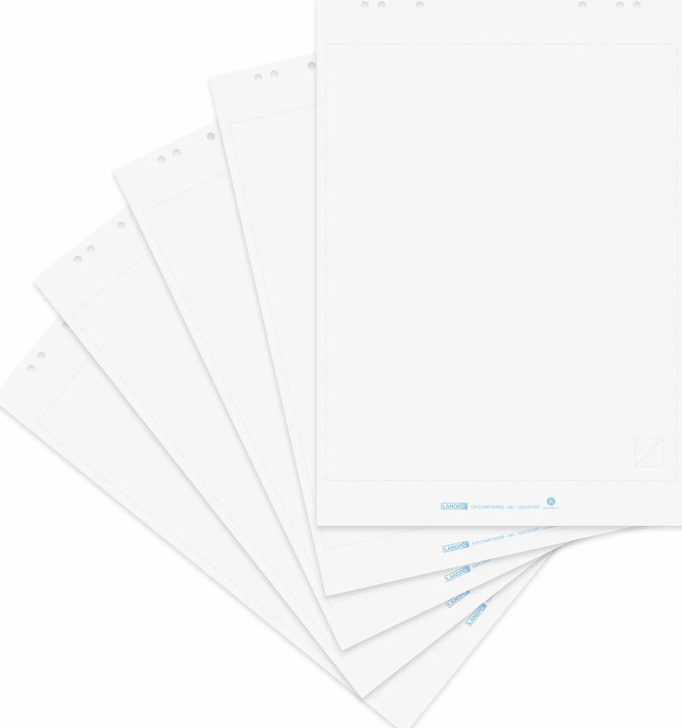 Landre 100050588 - Confezione da 5 blocchi di fogli per lavagna Recycling, 68 x 99 cm, 20 fogli per blocco, 80 g/m², colore: Bianco