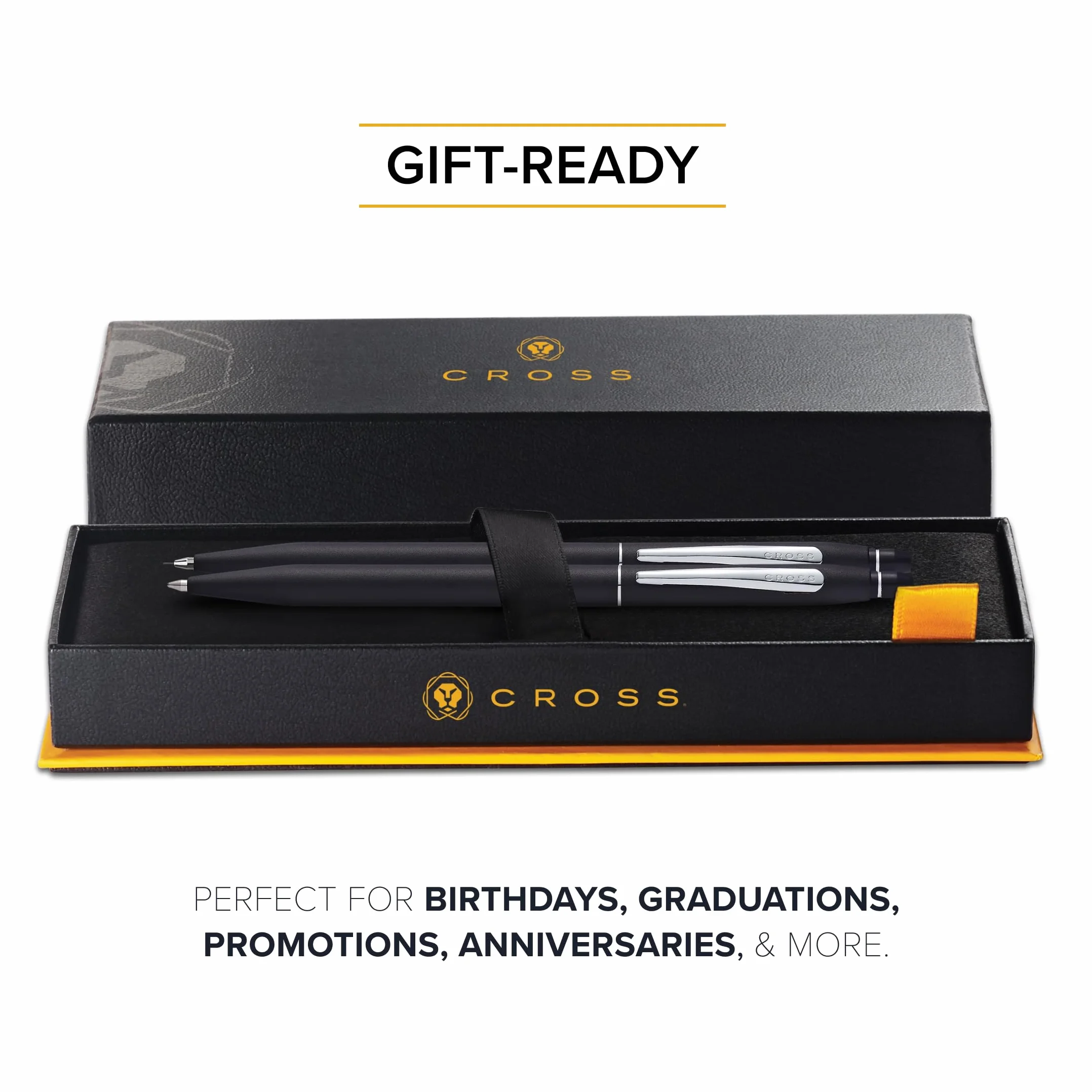 CROSS Click Classic - Penna a sfera ricaricabile nera e portamine da 0,5 mm, in confezione regalo premium