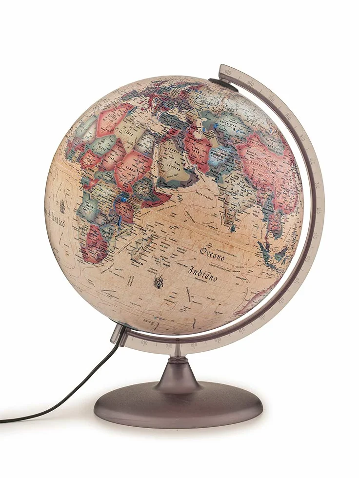 Tecnodidattica – Mappamondo Atmosphere A2, luminoso, girevole, cartografia Stile Antico e meridiano graduato, diametro 30 cm
