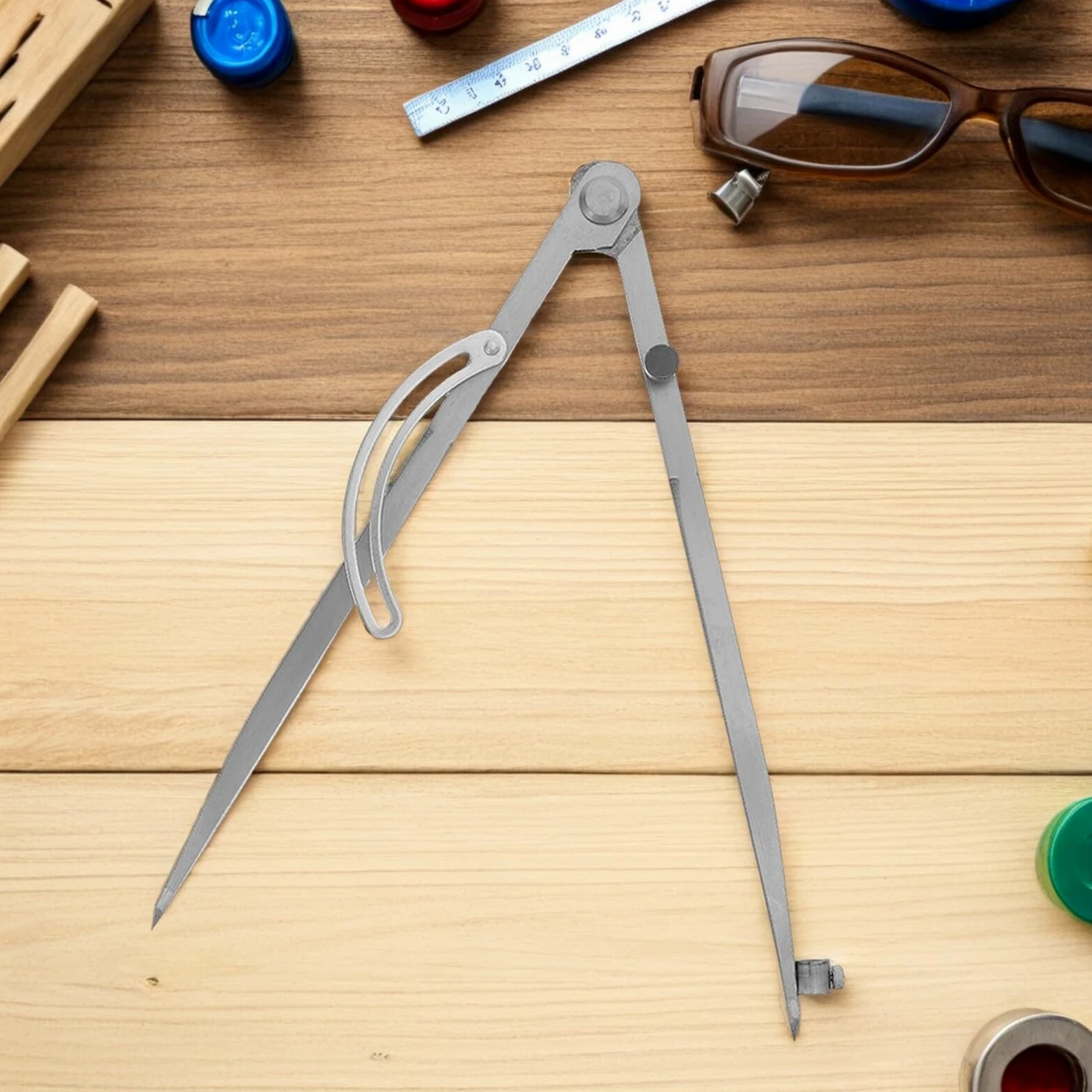 Cabilock Compasso da Falegname Regolabile con Estensioni Bussola Circolare per Lavorazione Legno Strumento da Disegno Tecnico con Portamatite Raggio 300 MM per Marcatura Precisa e Uso