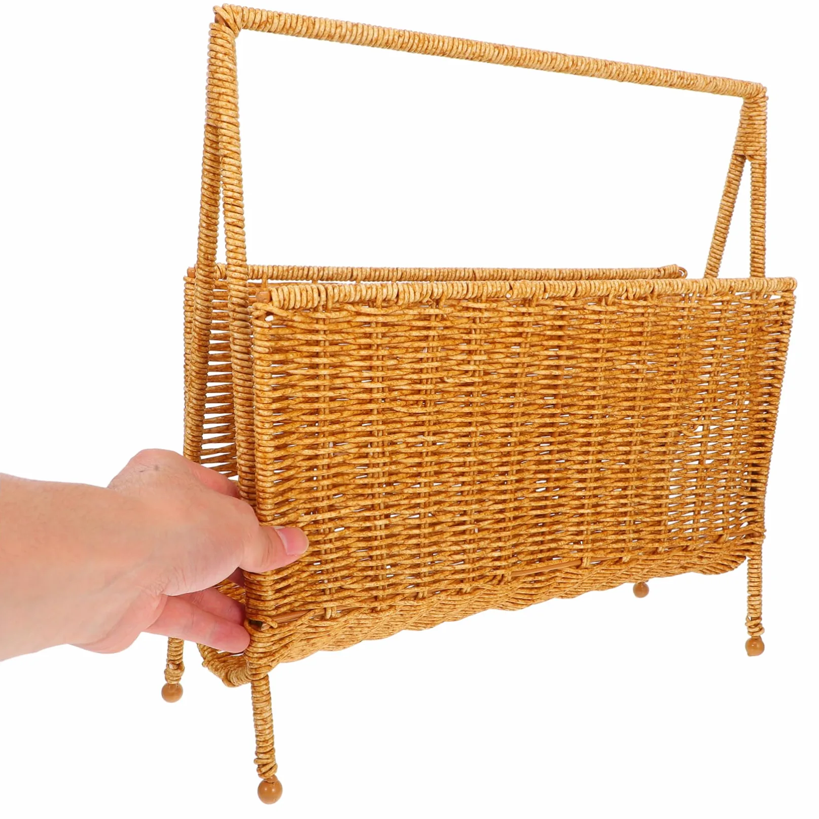 ULTECHNOVO Portaoggetti Rattan per Riviste Design e Spazioso e Bagno per Libri e Riviste