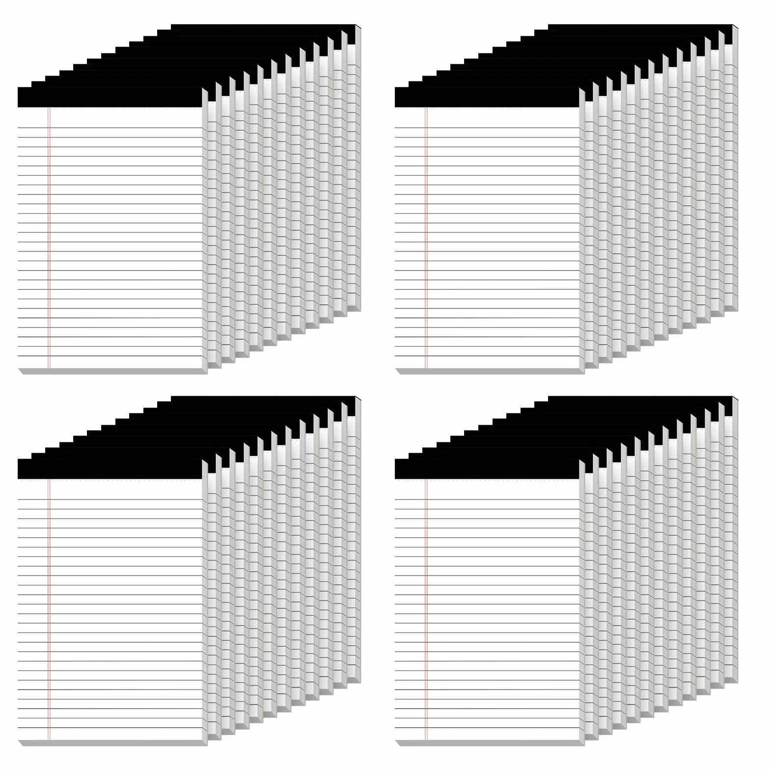 Confezione da 48 blocchi per appunti da 12,7 x 20,3 cm, 30 fogli per appunti a righe universitarie, pagine perforate, 80 g/m², in carta pesante, per casa, ufficio o scuola
