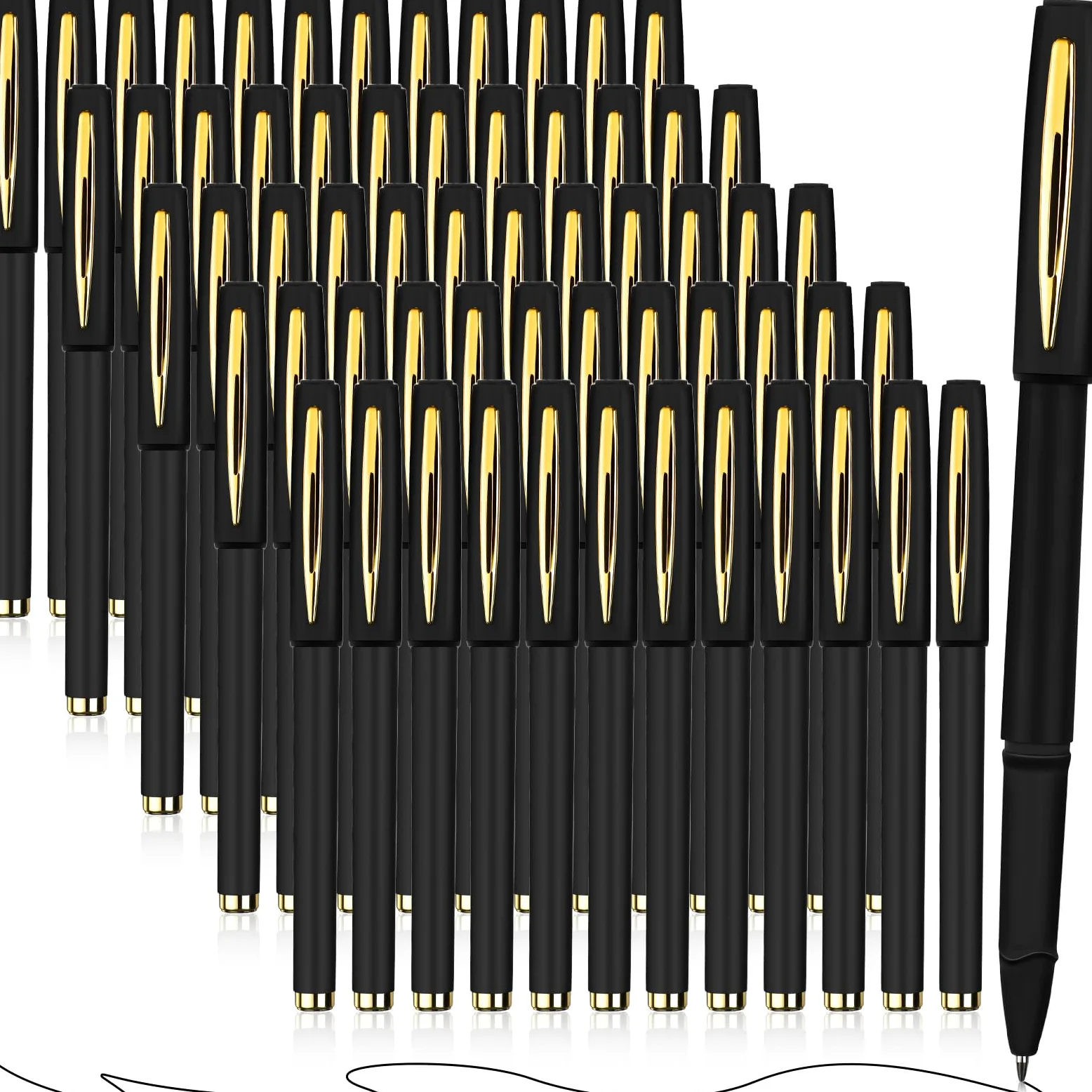 Outus 60 penne a sfera con inchiostro gel nero, punta ultra fine, penne a sfera in gel per ufficio, scuola, scrittura, prendere appunti, schizzi