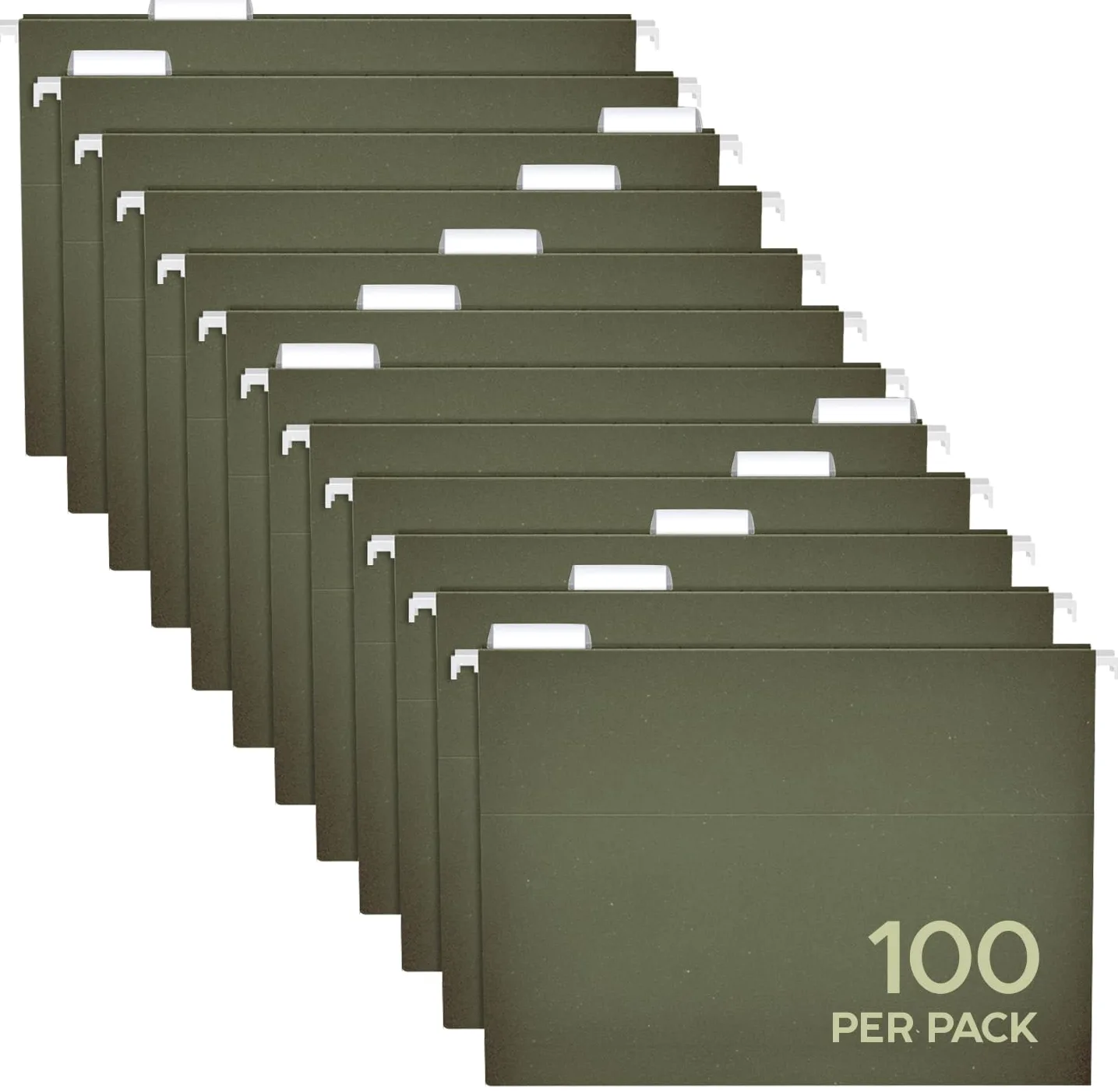 Pendaflex Cartelle portadocumenti da appendere, formato lettera, confezione da 100, con linguette regolabili da 1/5, colore verde, con linguette 21,9 x 28,9 cm