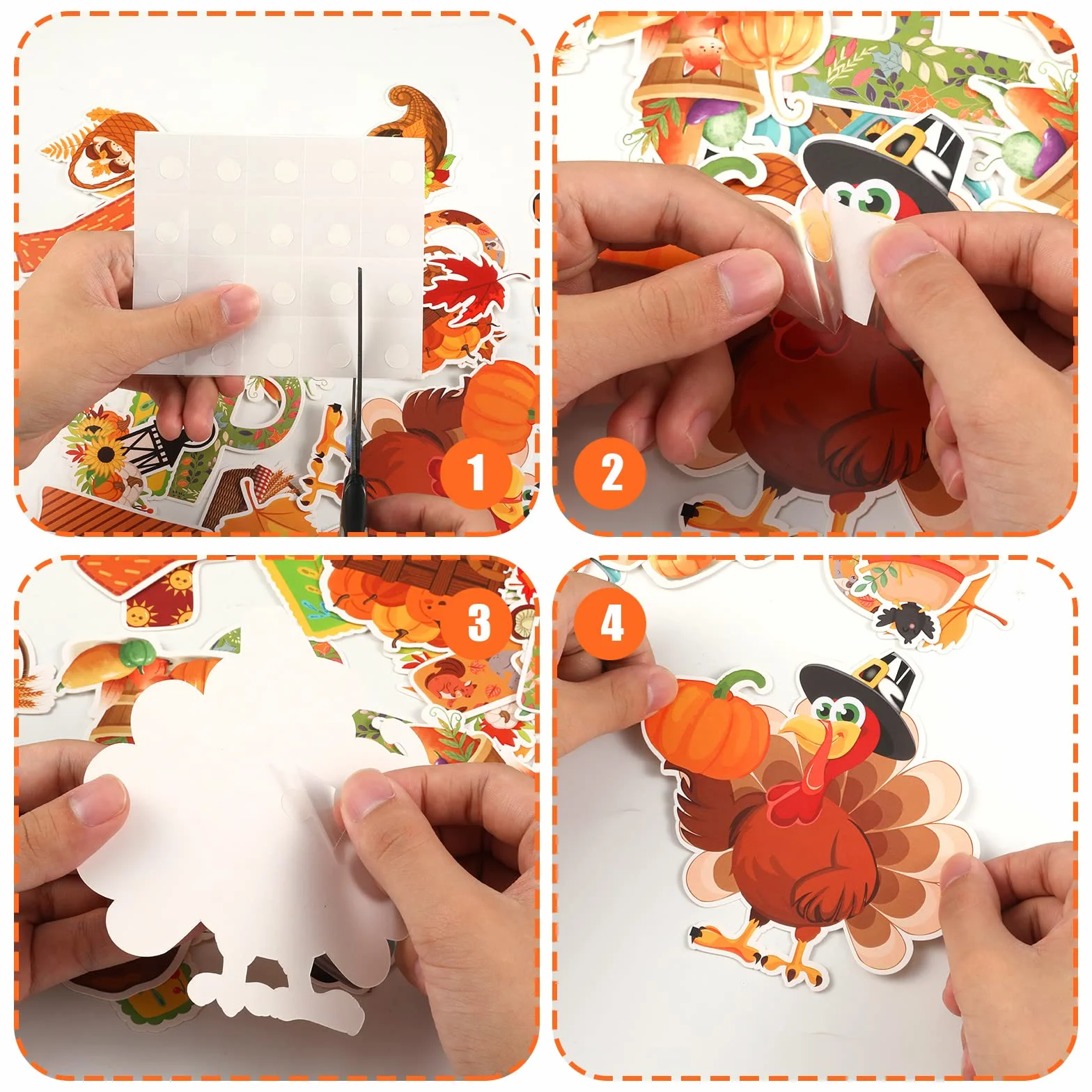 KINBOM 56 Pezzi Sticker Autunnali, Decorazioni Autunnali con Punti di Colla per Feste Scolastiche