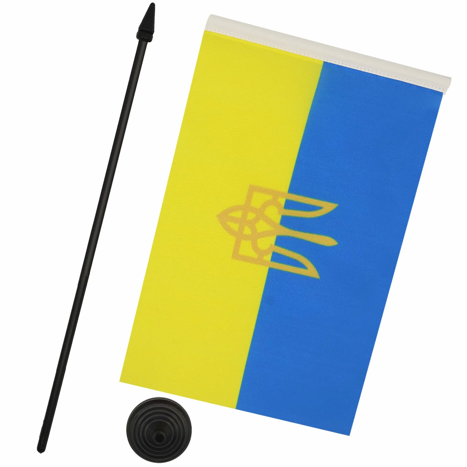 AZ FLAG Bandiera da Tavolo Ucraina con Stemma 21x14cm - Piccola Bandierina Ucraina con Blasone