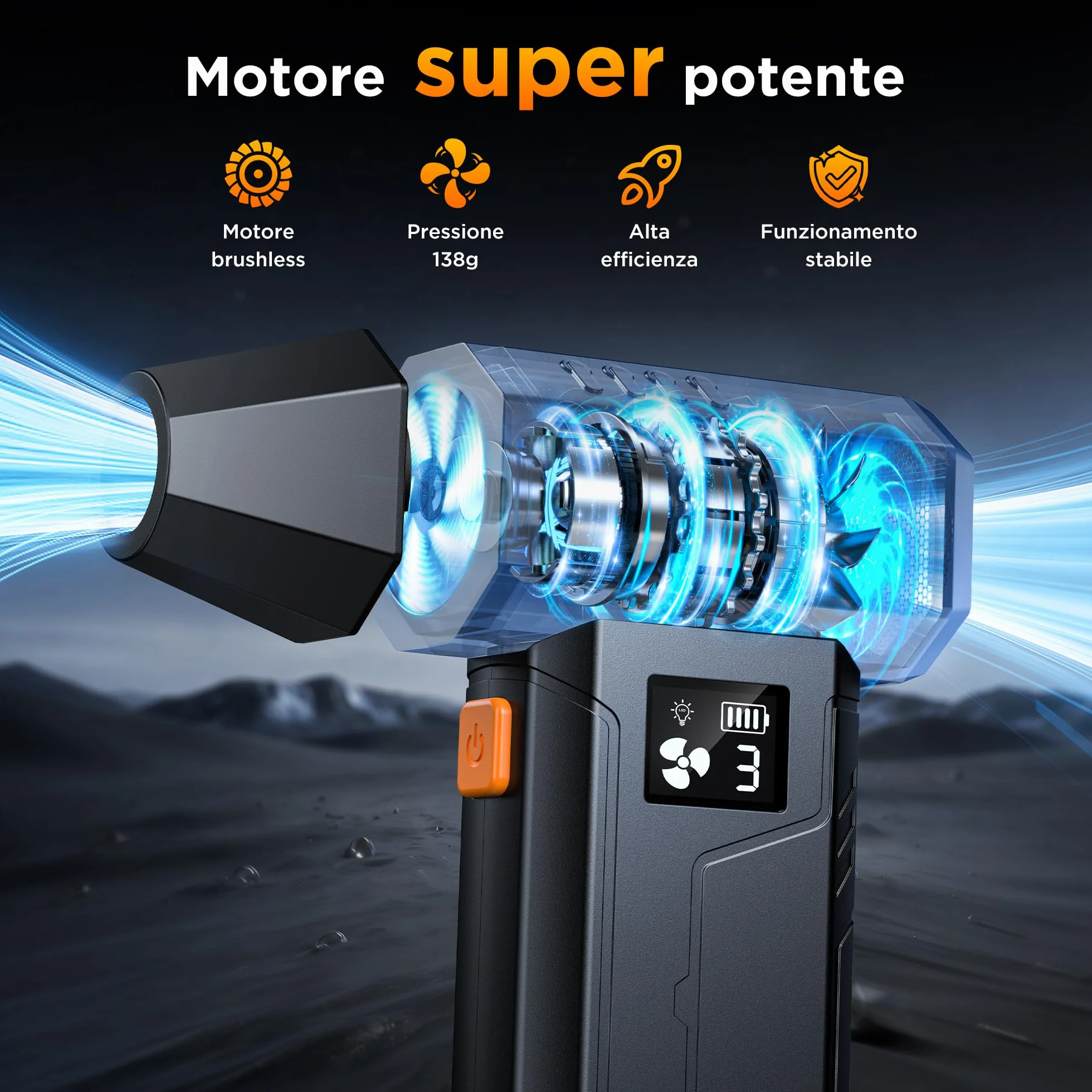 VIWAVE Aria Compressa Spray Elettrico 150000RPM,3 Velocità Soffiatore a Batteria Kit Pulizia PC,Aria Compressa Portatile Air Duster con LED,Mini Aria Compressa per PC Tastiera Auto Divano