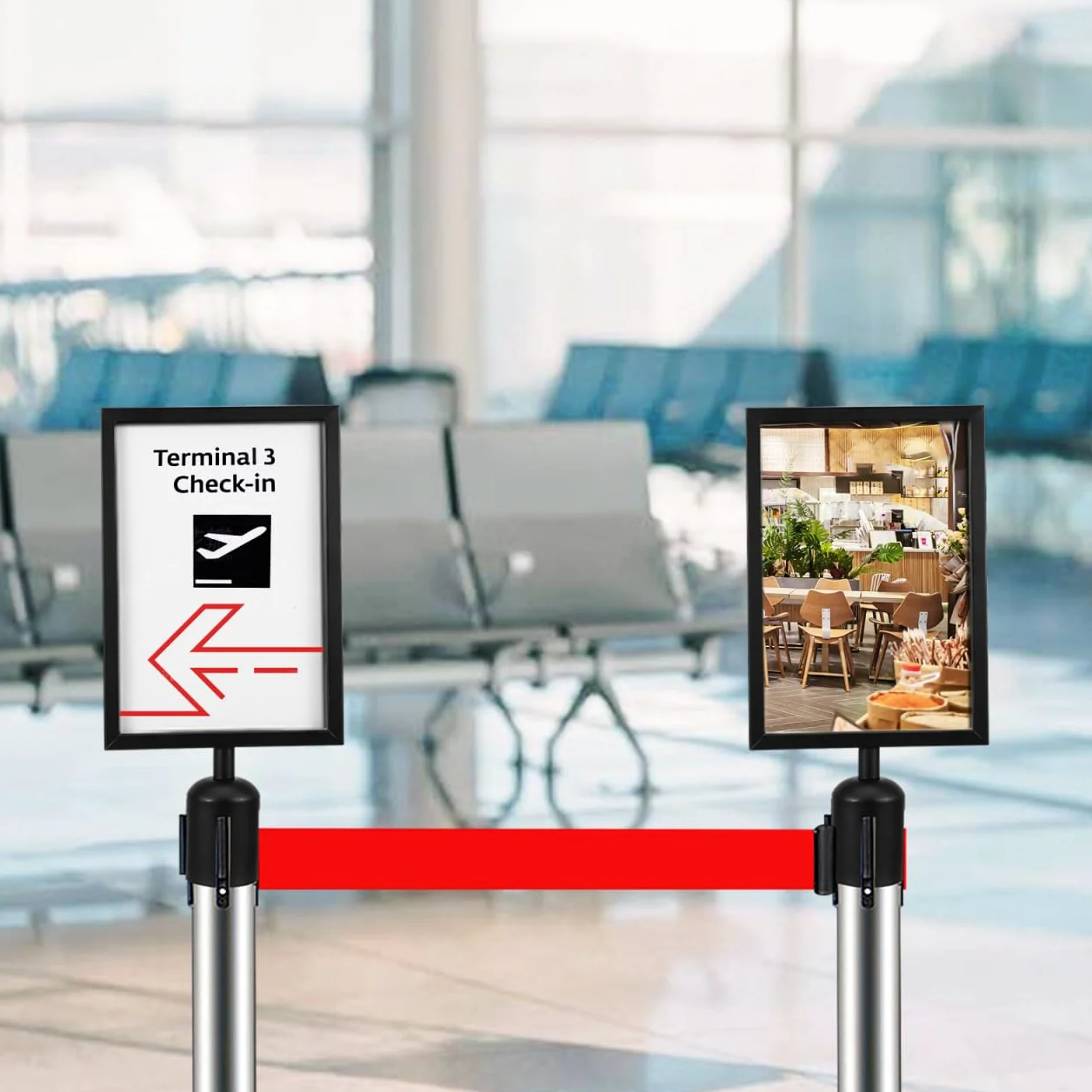 CLISPEED Supporto verticale per paletti di intercettazione, telaio stabile per blocco e segnaletica di avvertimento, facile da montare, antigraffio, aeroporto, ufficio e aree