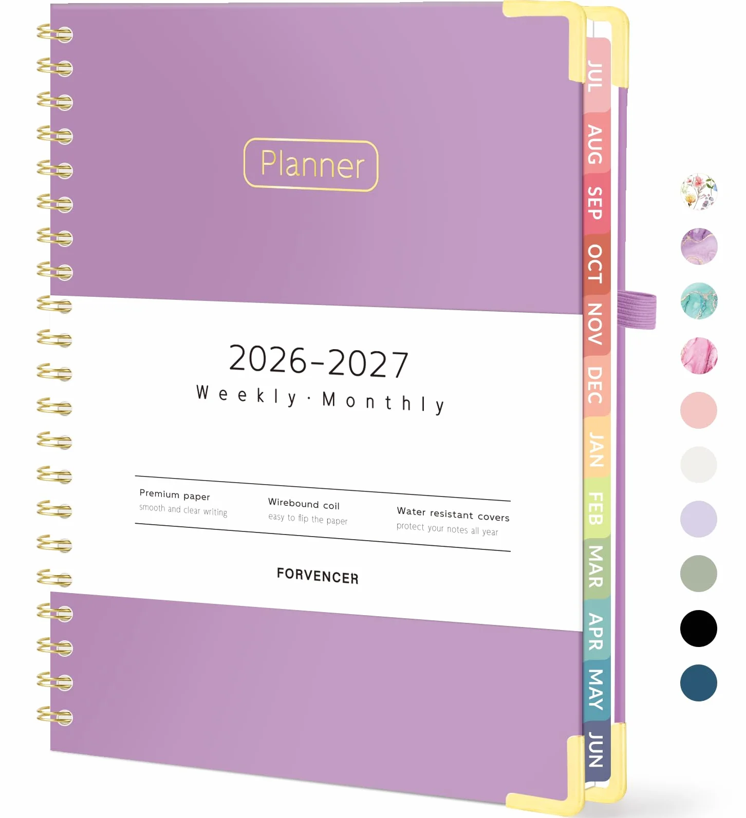 Forvencer Agenda accademica 2026-2027, con copertina rigida, settimanale e mensile, luglio 2026 - giugno 2027, 21,6 x 27,9 cm, agenda giornaliera con schede, organizer scolastico universitario per