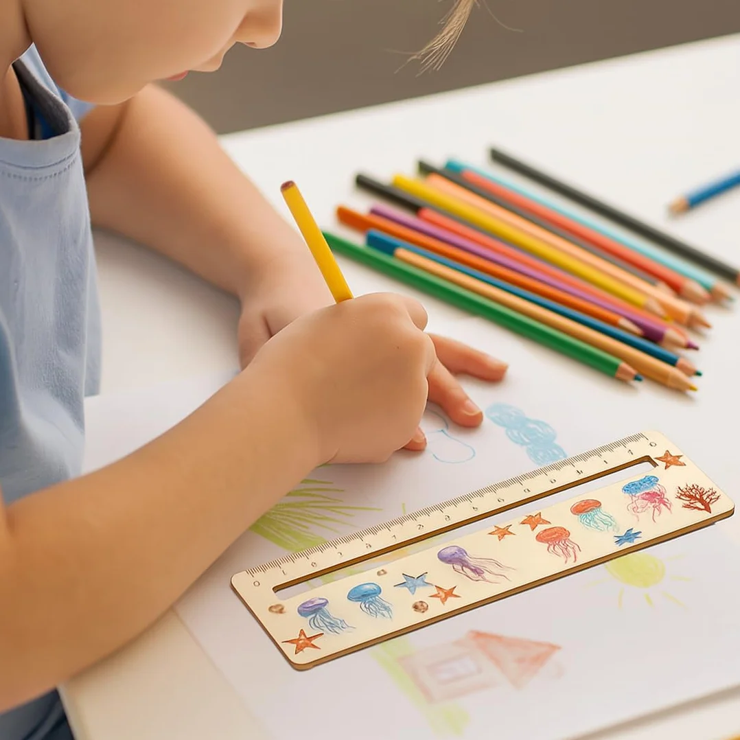 JEYORZY Righello per Lettura Bambini 18 cm Legno Strumento Assistenza Lettura Personalizzato Regali Ingresso Medusa