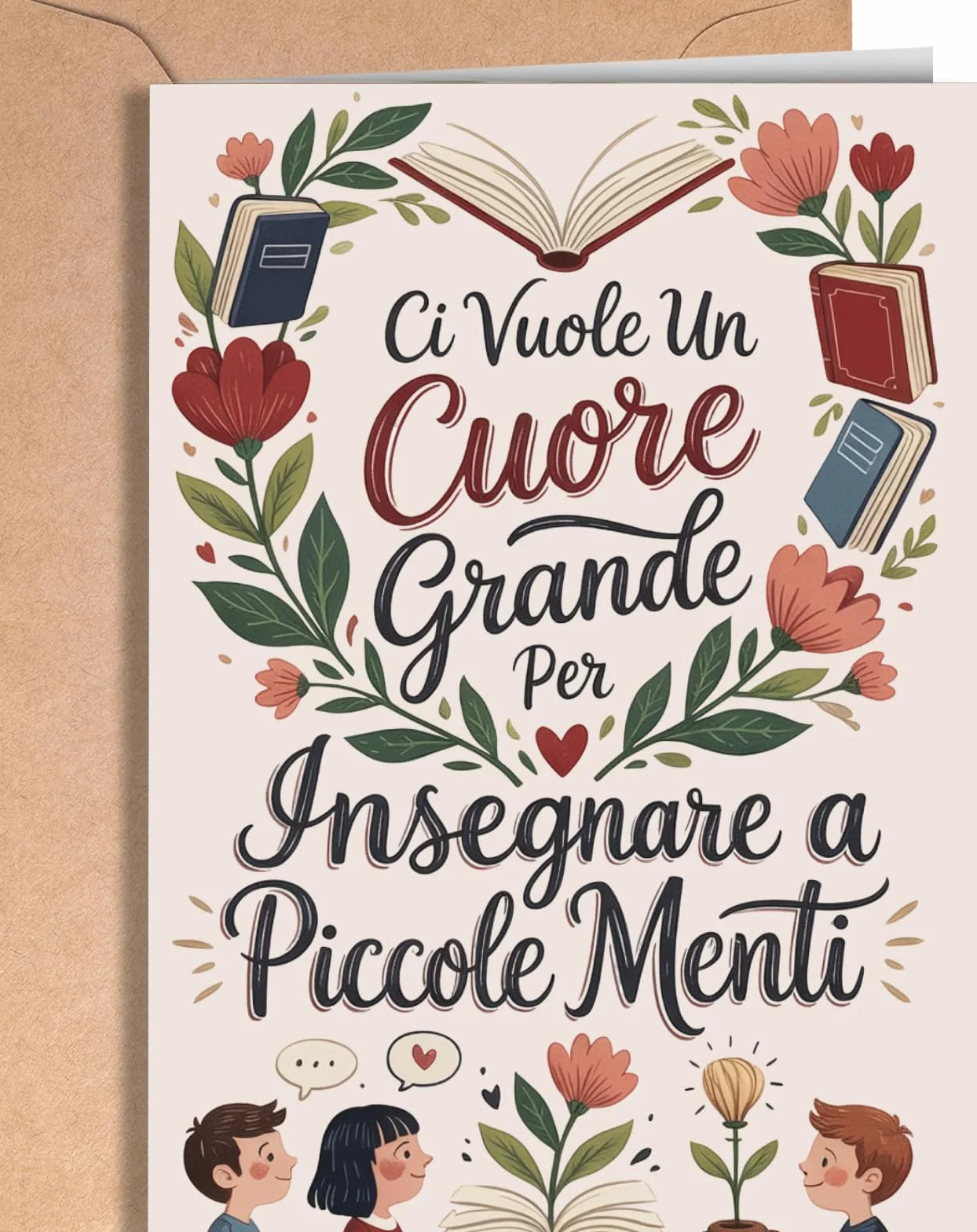 Biglietto di Ringraziamento per Insegnante – Grazie Maestro o Maestra – Regalo Originale Fine Anno Pensione