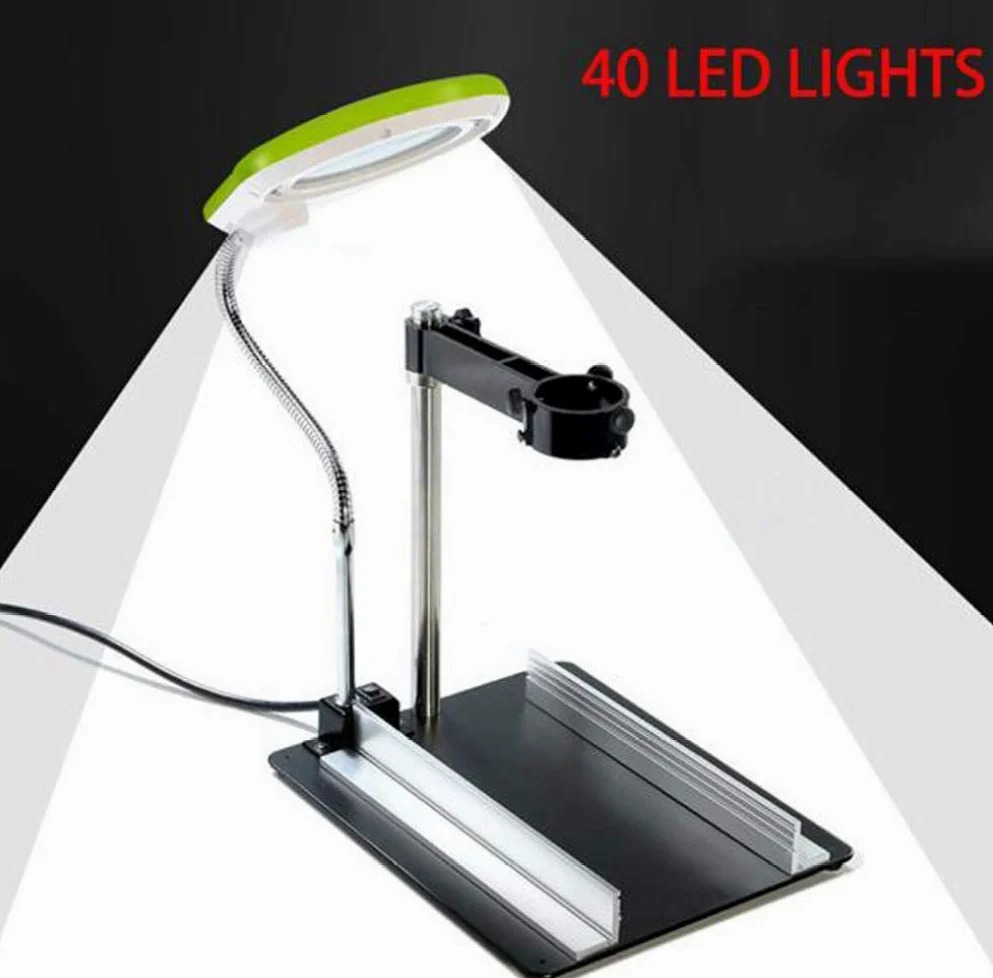 Lente d'Ingrandimento, Lampada con Lente d'Ingrandimento 8X - Lente illuminata alla Luce del Giorno - Lampada da scrivania con Lente d'Ingrandimento, Braccio Girevole, Lampada da t