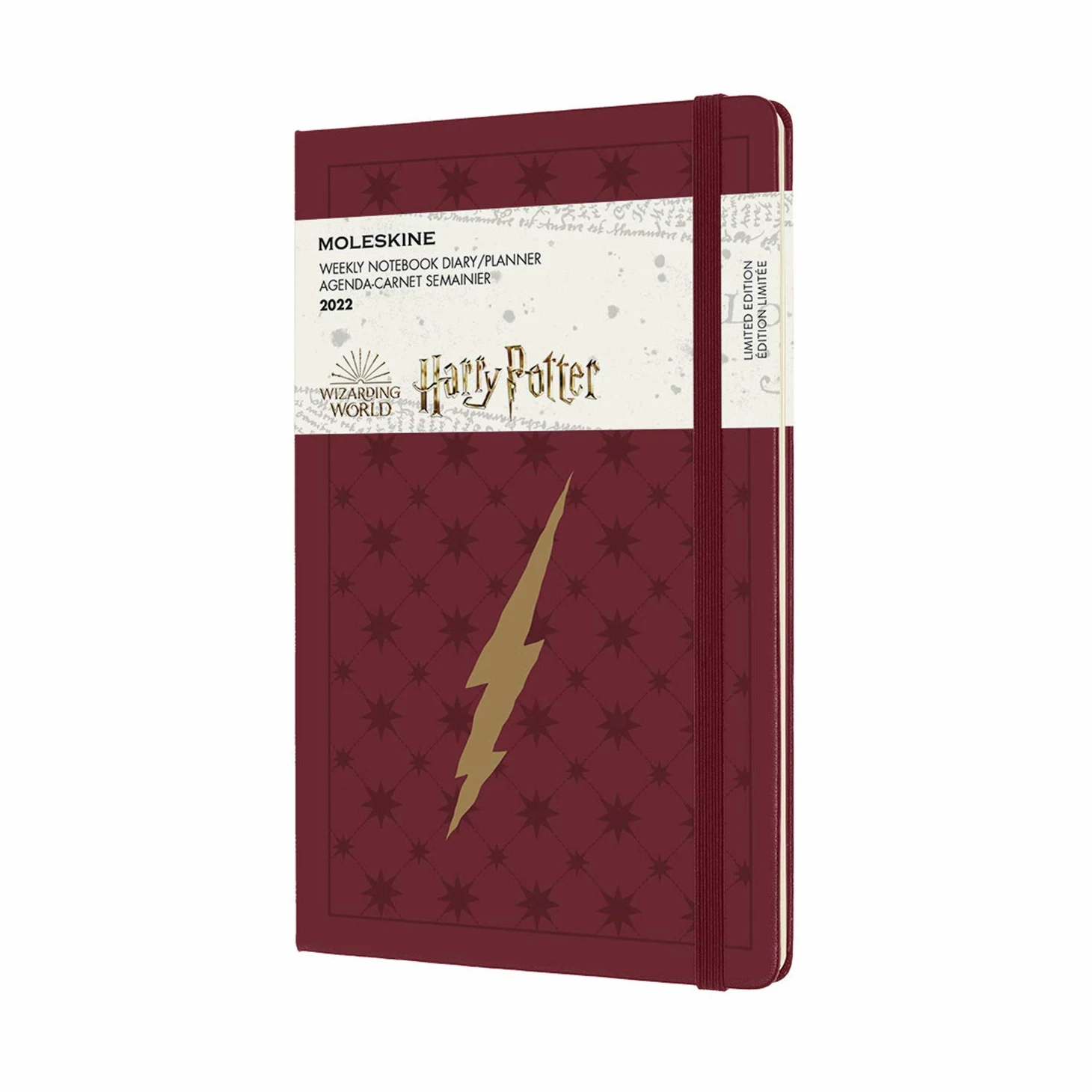 Moleskine, Agenda Settimanale 2022, Edizione Limitata Harry Potter Saetta, 12 Mesi, Weekly Planner e Notebook, Copertina Rigida, Formato Large 13 x 21 cm, Colore Bordeaux, 144 Pagine