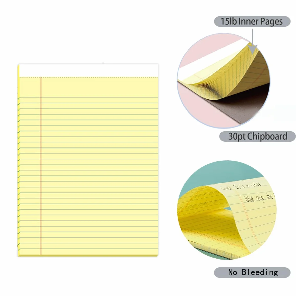 KAISA Blocchi per appunti a righe strette 12,7 x 20,3 cm 50 fogli 12 blocchi canarino