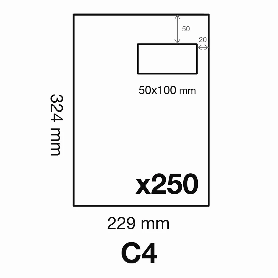 Clairefontaine 10350C - 250 buste buste C4 229x324 mm 90g/m²