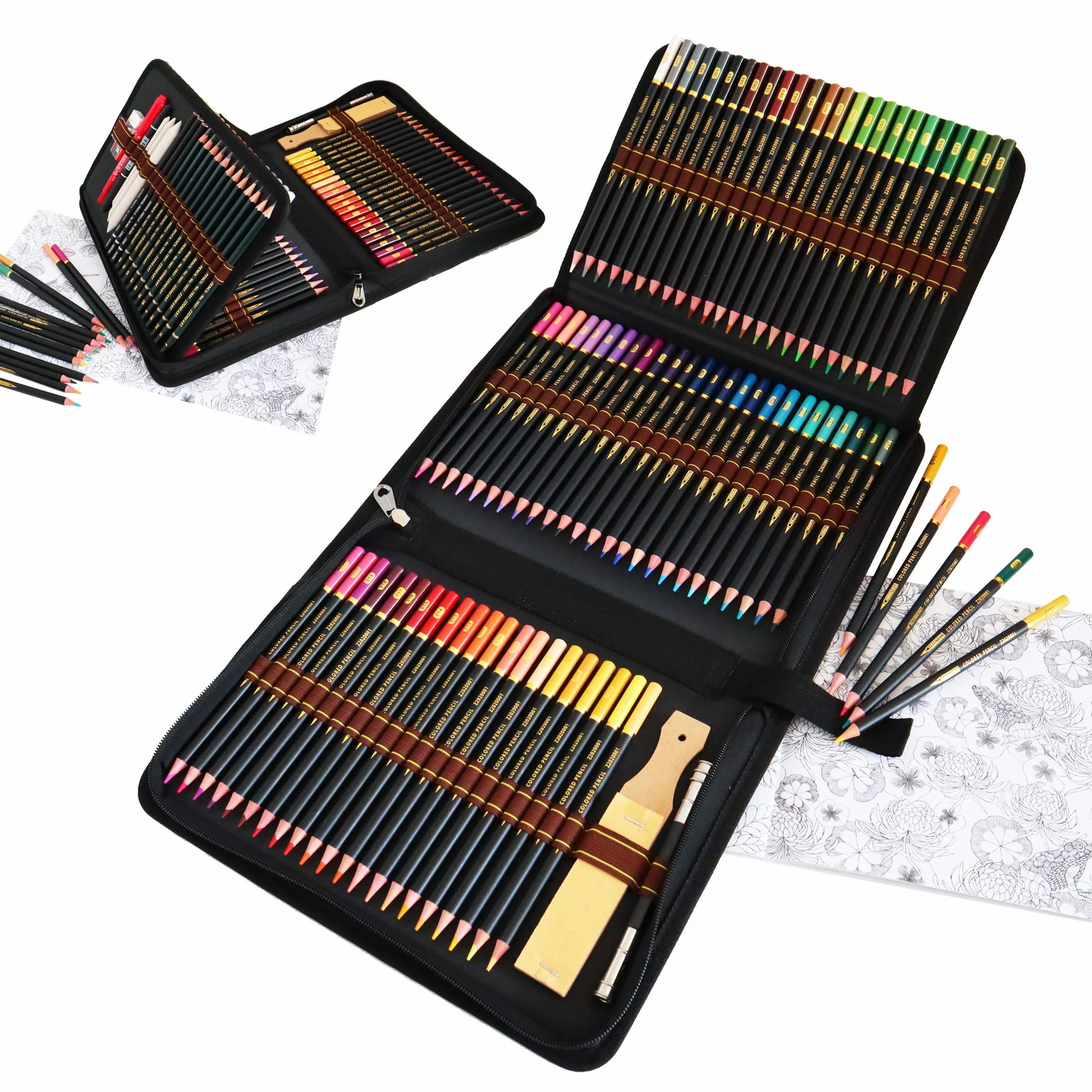 Kit Schizzo Matite Colorate Artistico 12 Matite 72 Colori Astuccio Portapenne Grande